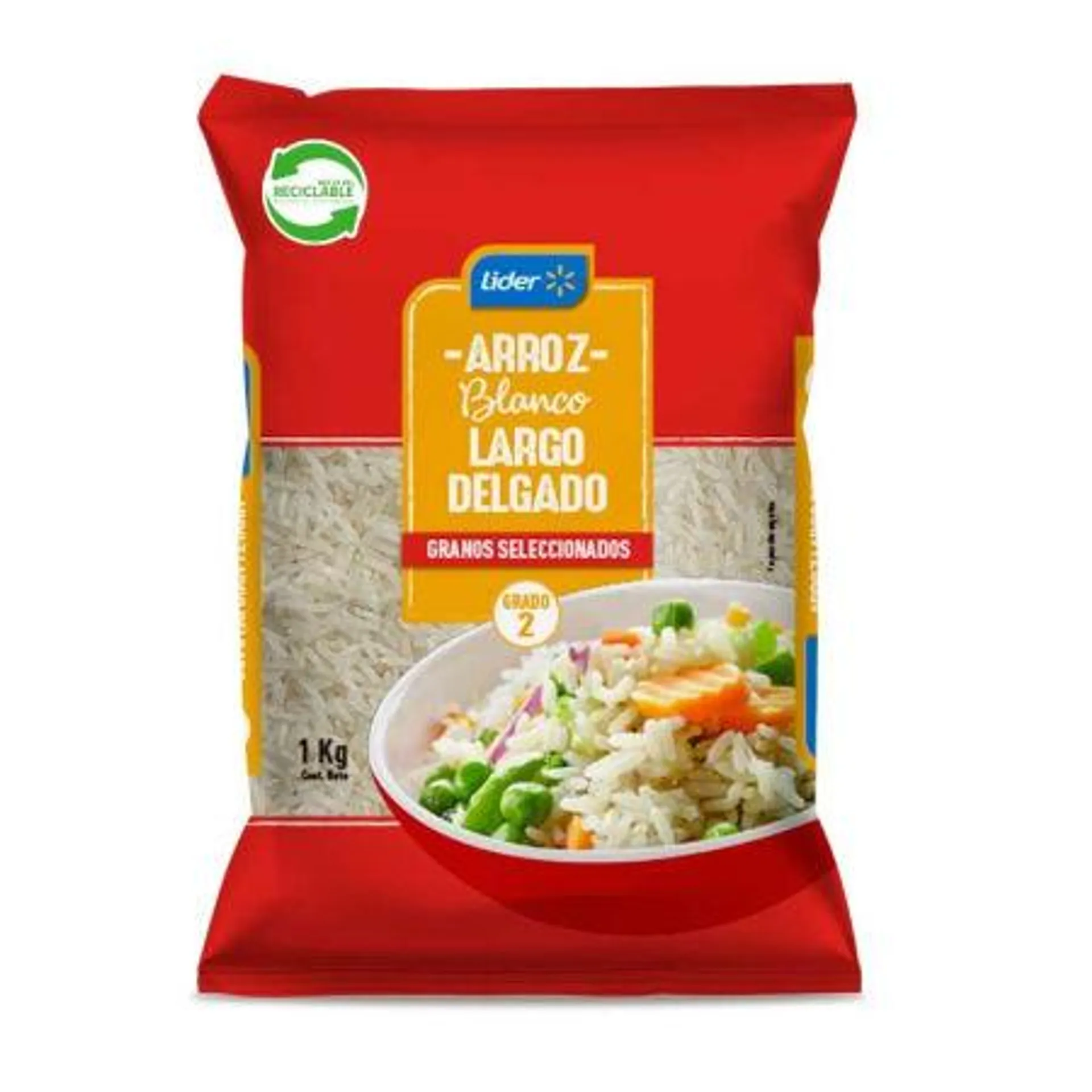 Lider - Arroz Grado 2 Grano Largo Delgado Bolsa, 1 kg