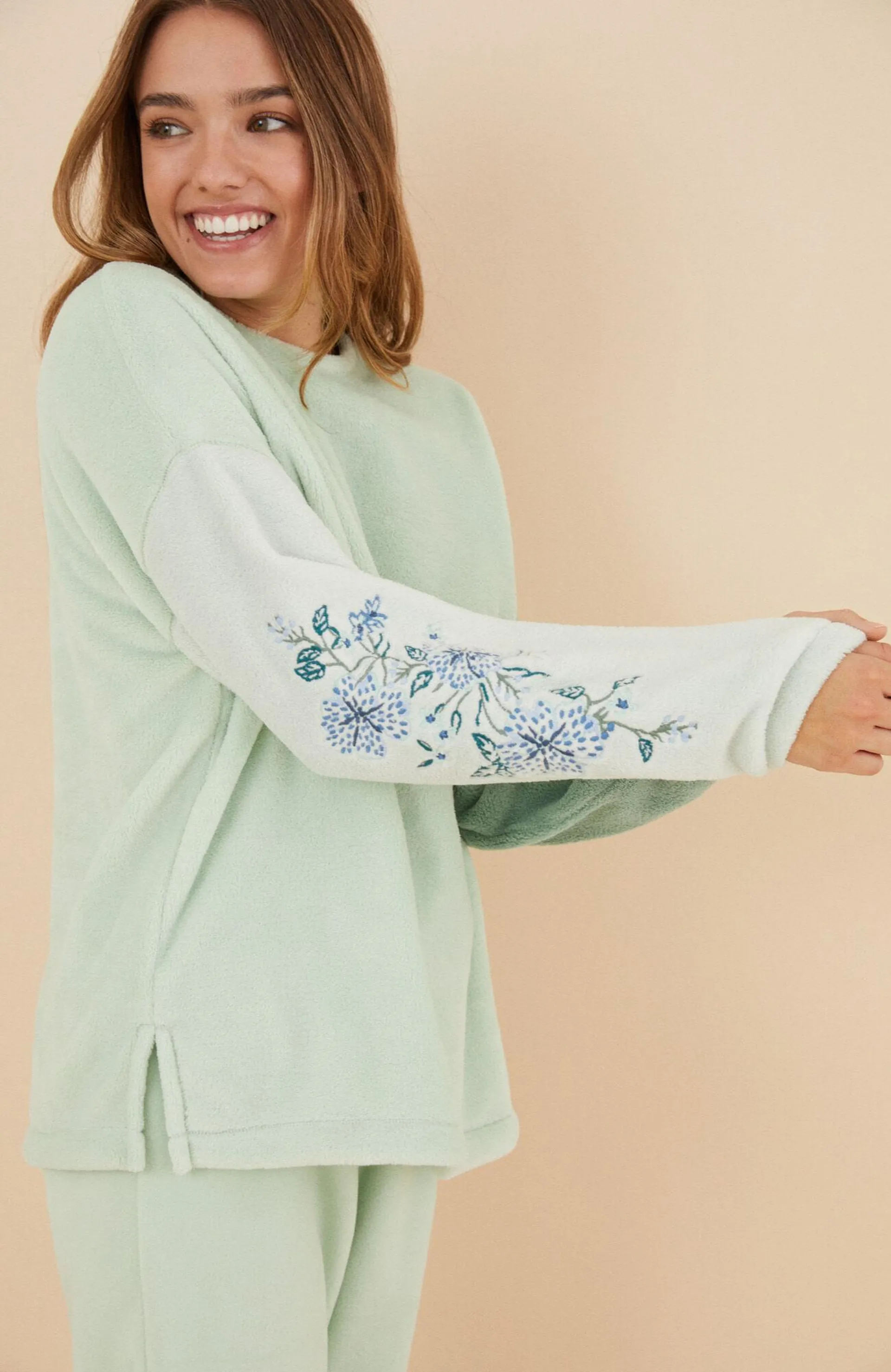 Pijama Polar Flores Verde Women'Secret Dreams