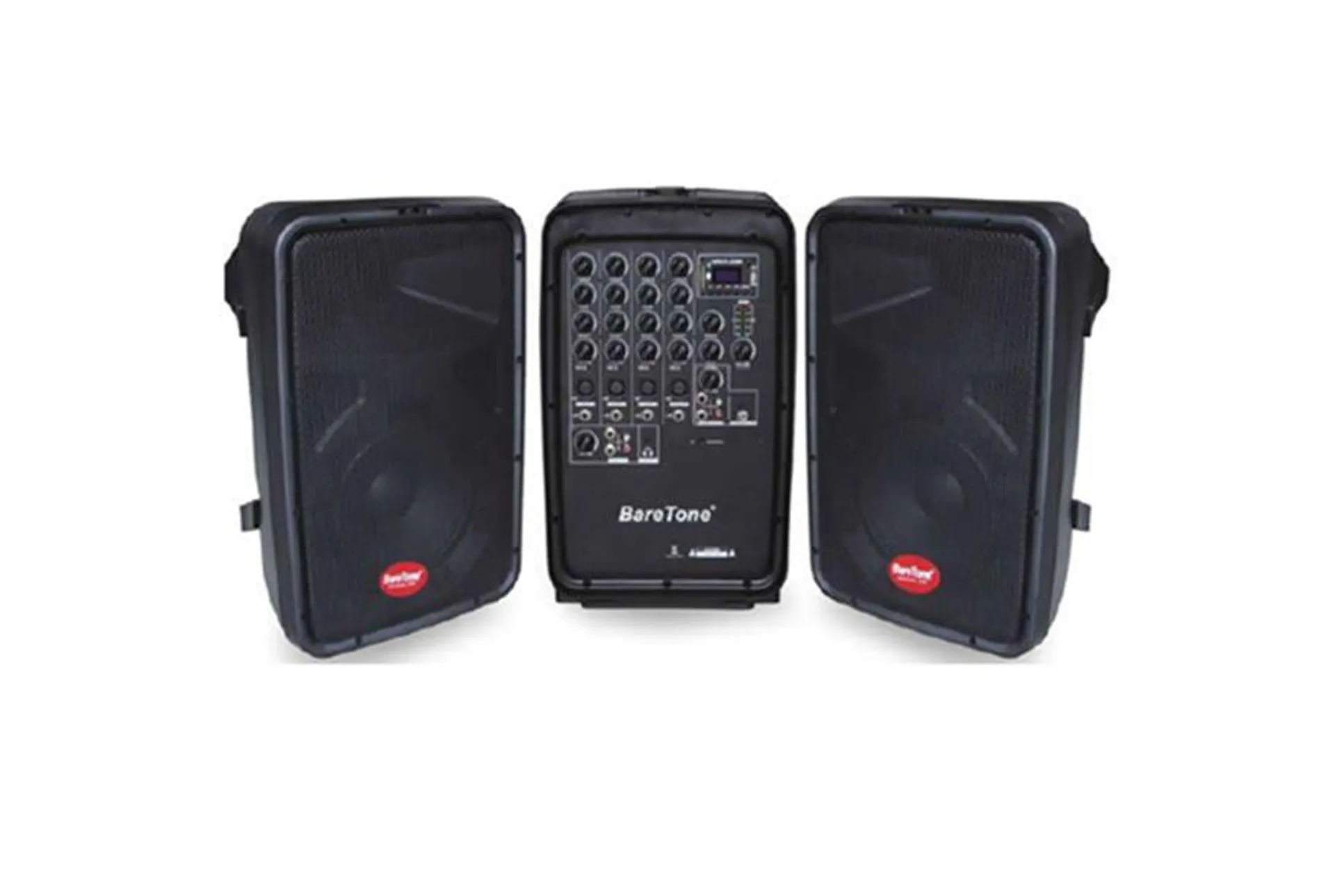 Combo Audio Bafle Baretone AM300P 2X 8" 100w X2 + Micrófono Inalámbricos