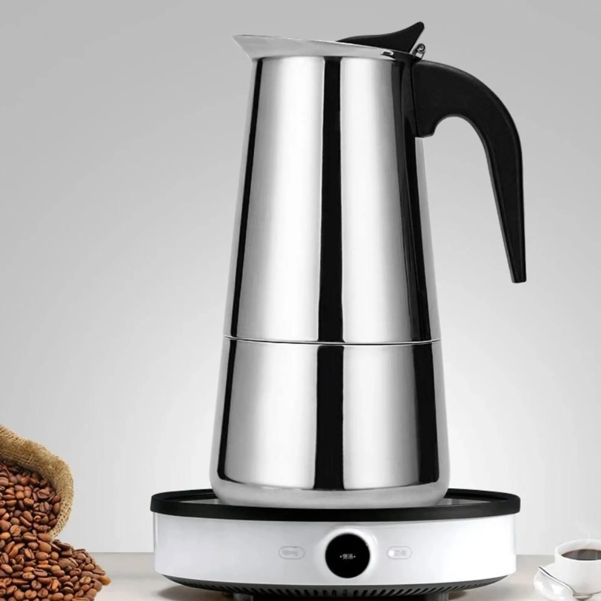 Cafetera Italiana De Acero Inoxidable 9 Tzs Importclick