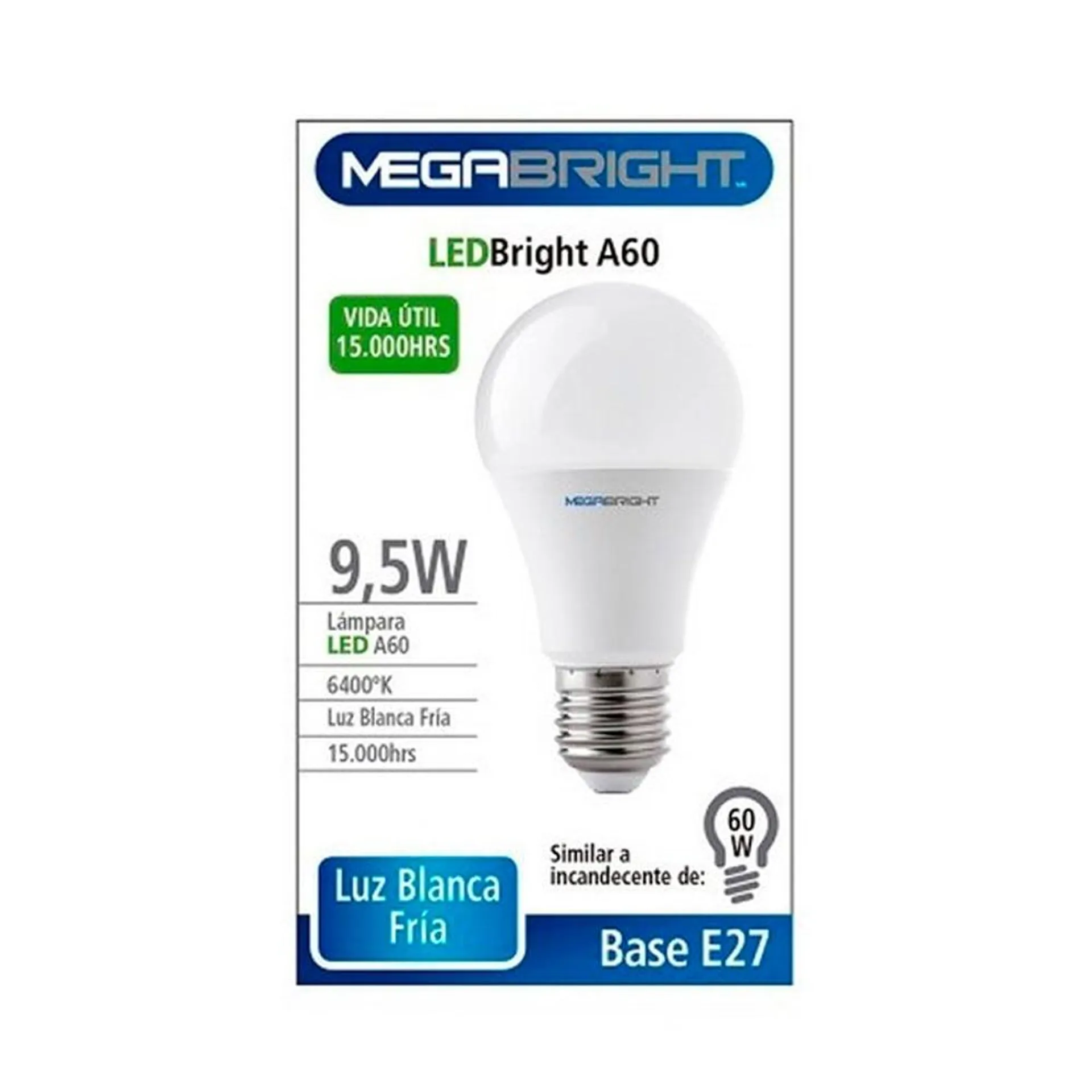 Ampolleta Led Megabright Luz Fría 9.5 W