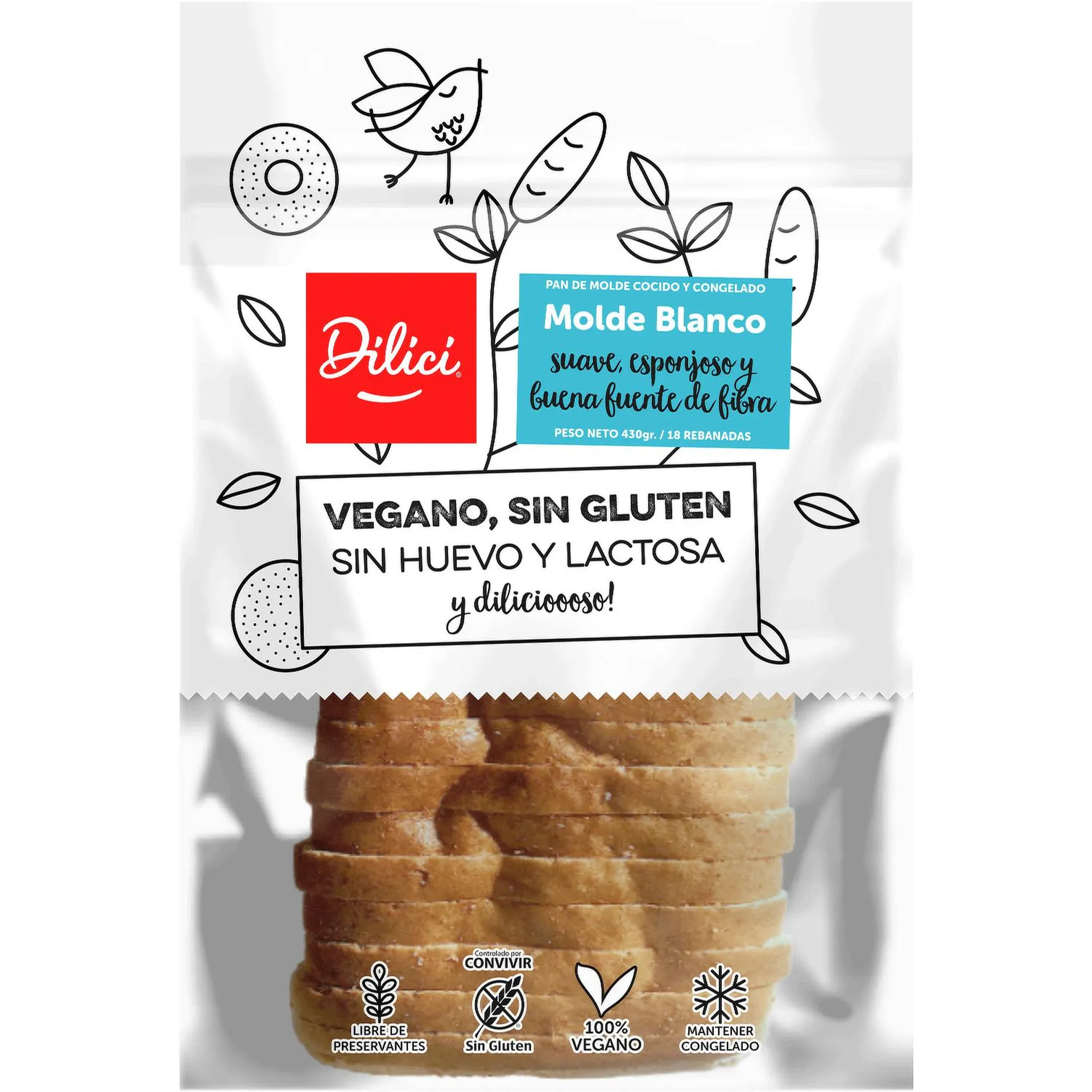 Pan molde blanco sin gluten 430 g