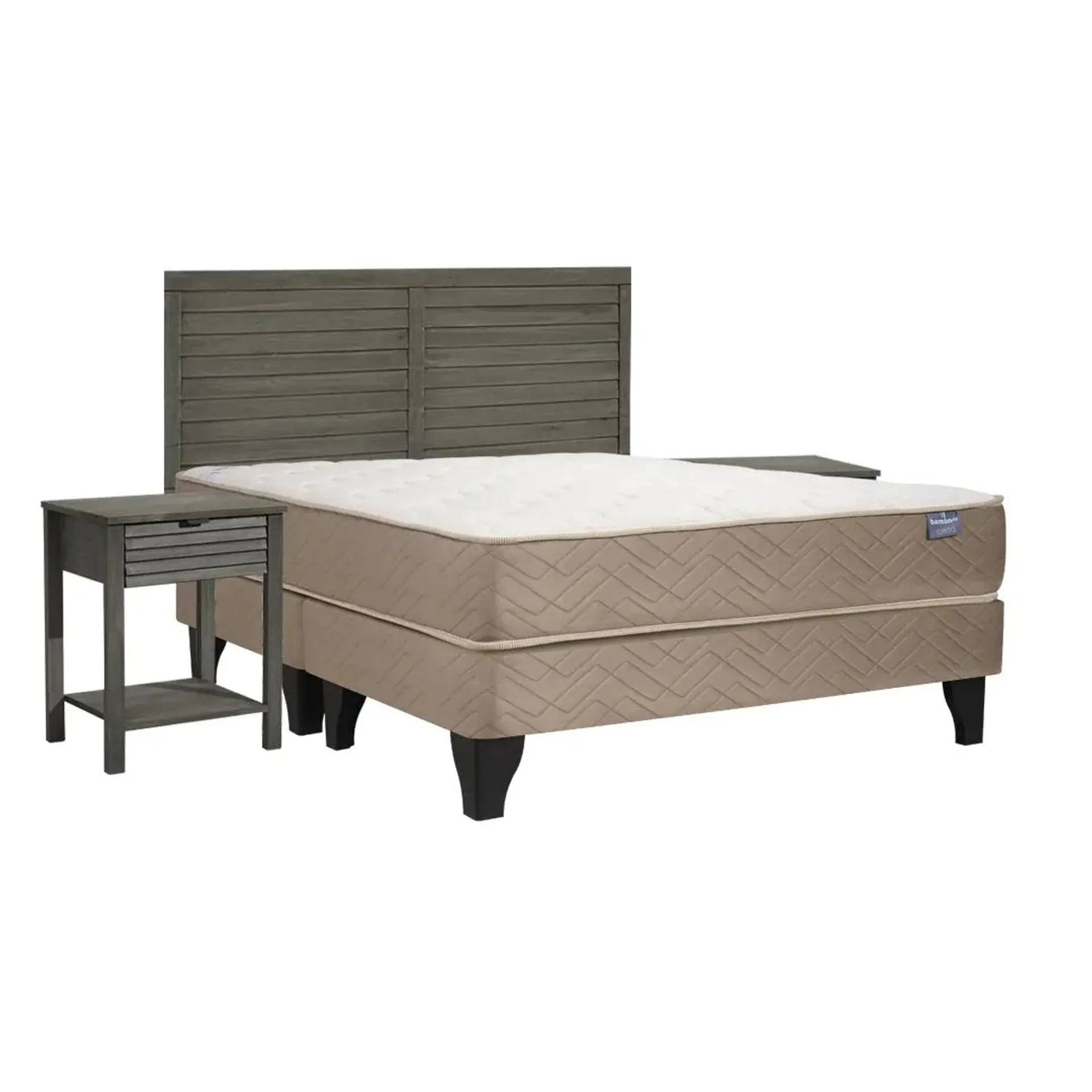 Cama Europea Bamboo 2 Plazas Base Dividida 150 x 190 cm + Set Western