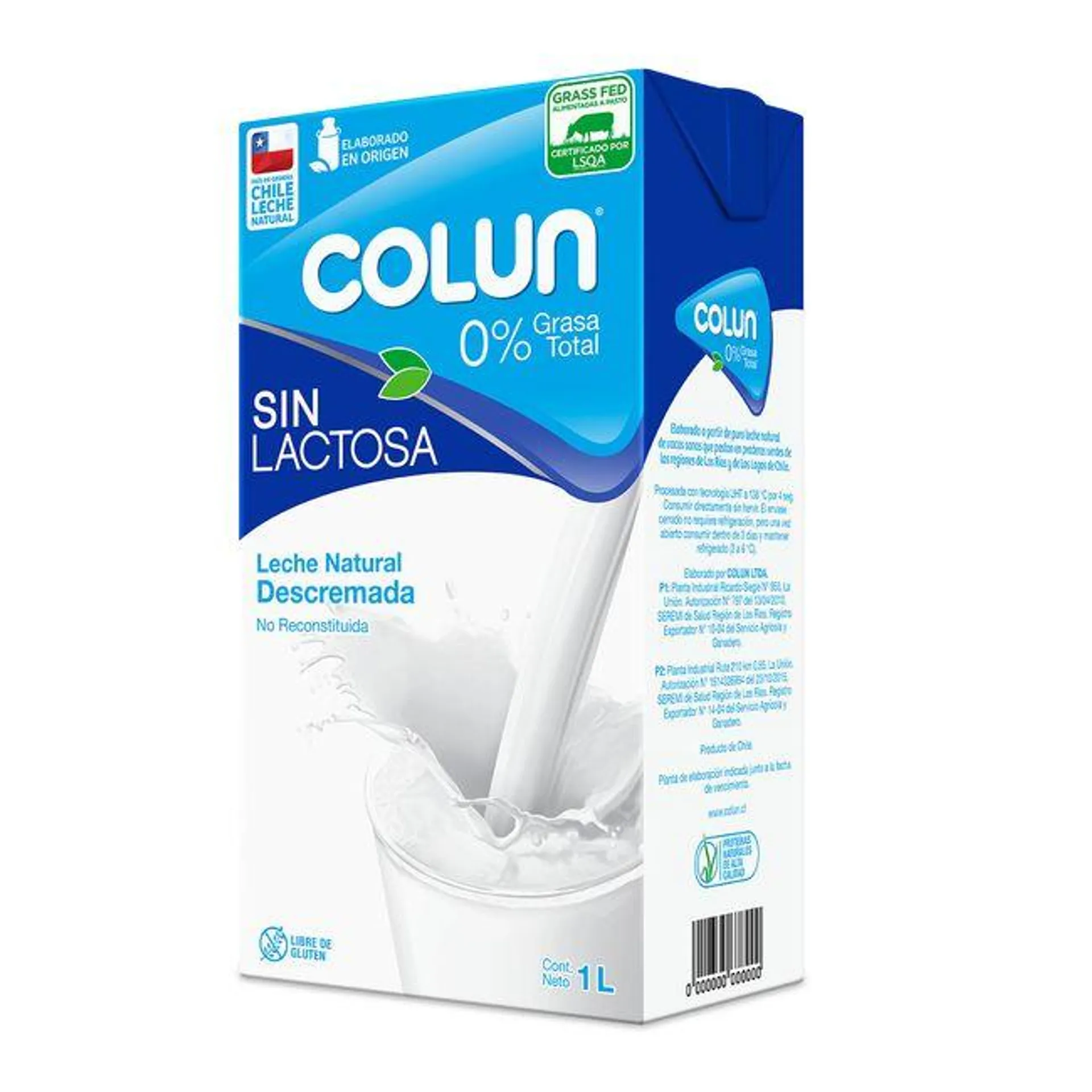 Leche Colun Descremada Sin Lactosa 1 L