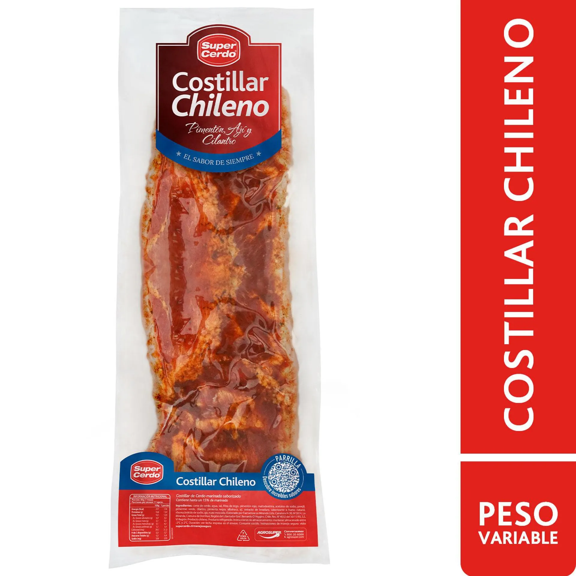 Costillar Chileno Super Cerdo Al Vacío kg