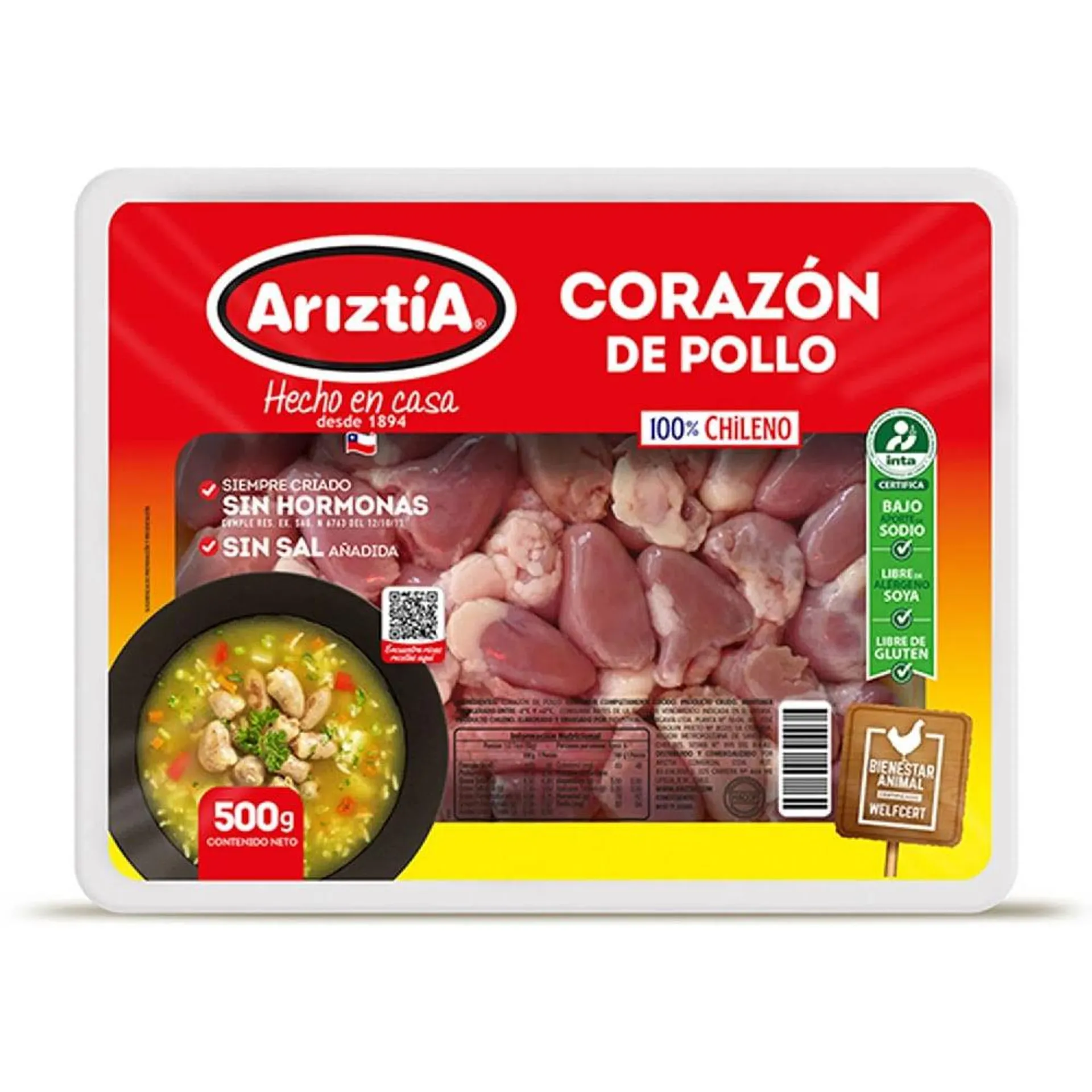 Corazón de pollo Ariztía 500 g