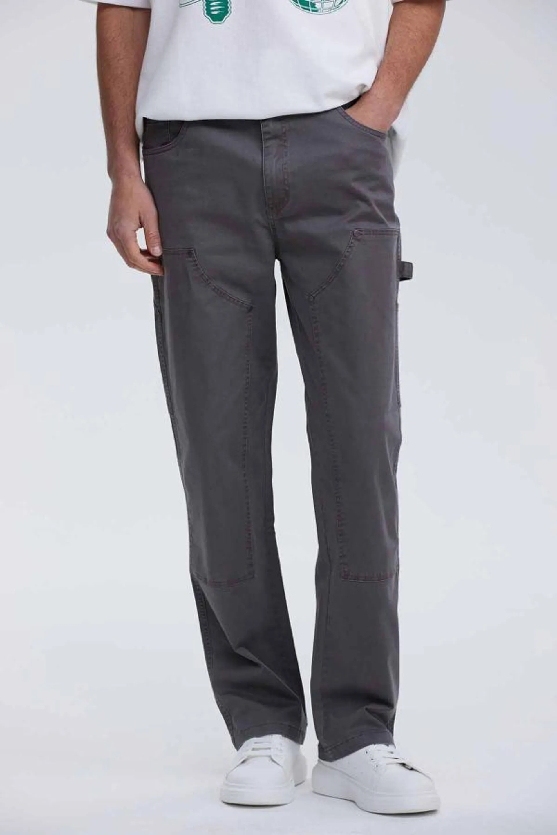 PantalÓn hombre cargo double knee gris