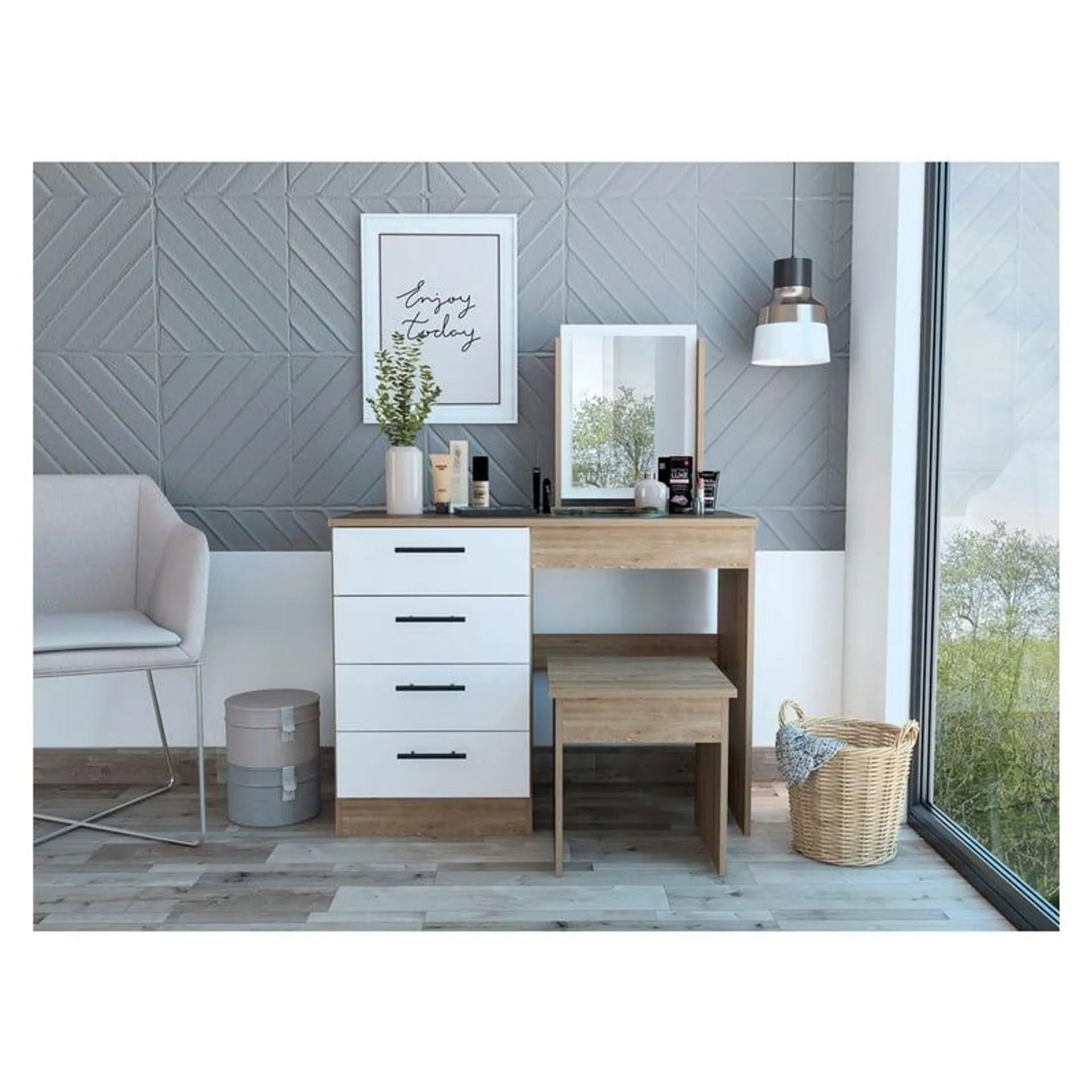 Mueble de Tocador Kaia Miel/Blanco Tuhome