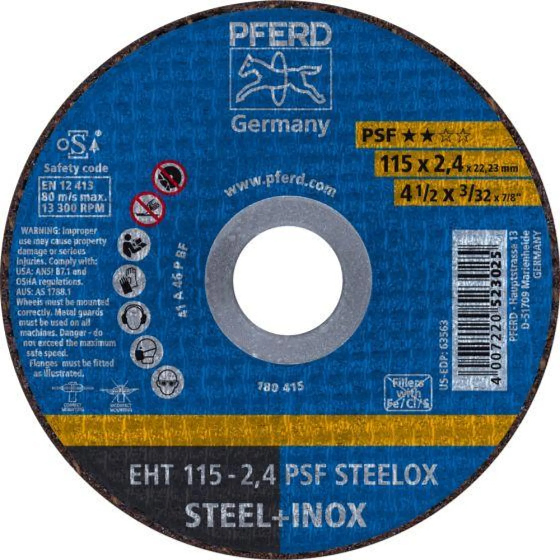 Disco corte Pferd Steelox 4 1/2" x 2,4MM