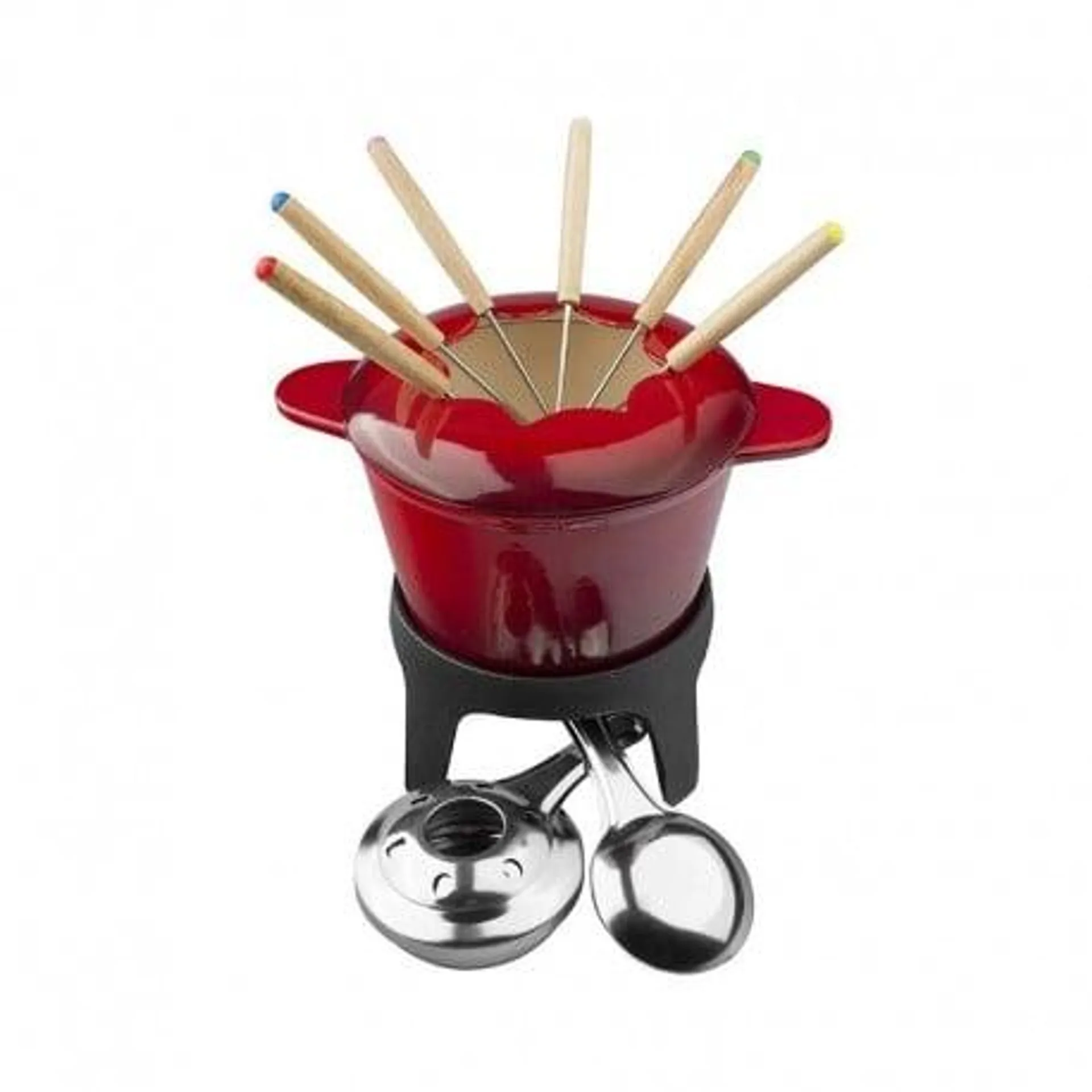 Fondue rojo con 6 tenedores Lugano