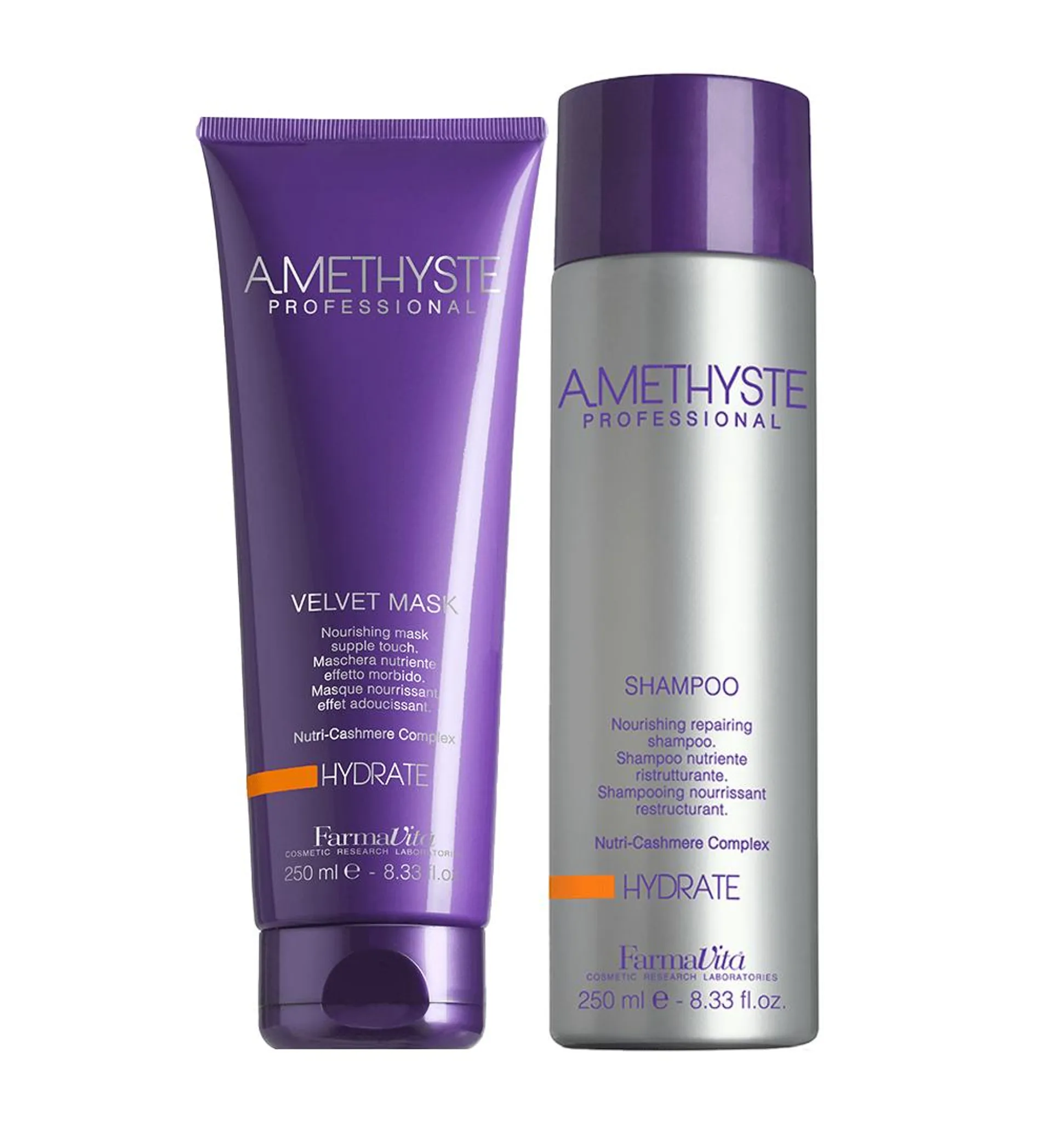 Combo Farmavita Amethyste Hydrate Shampoo 250ml + Mask Velvet 250ml