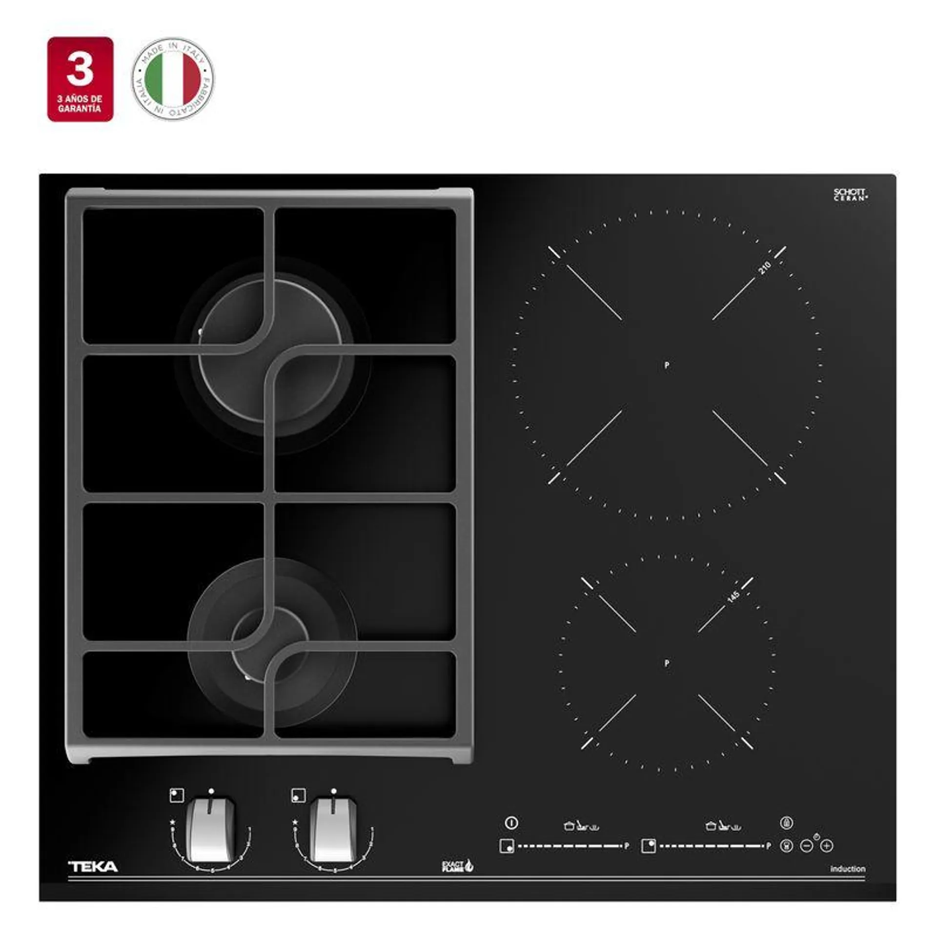 Encimera Híbrida Gas Inducción JZC 64322 ABB BK 60cm