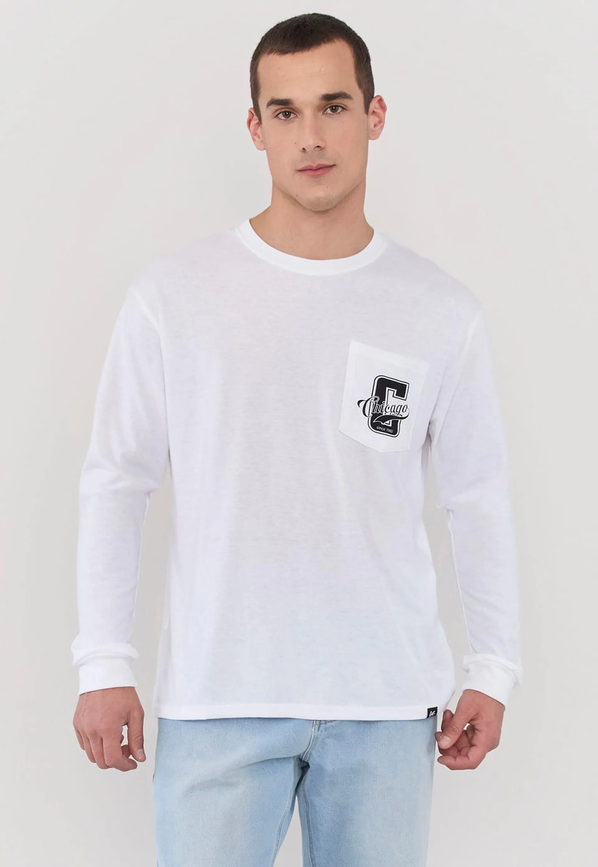 Polera Hombre M/L Lisa Blanco