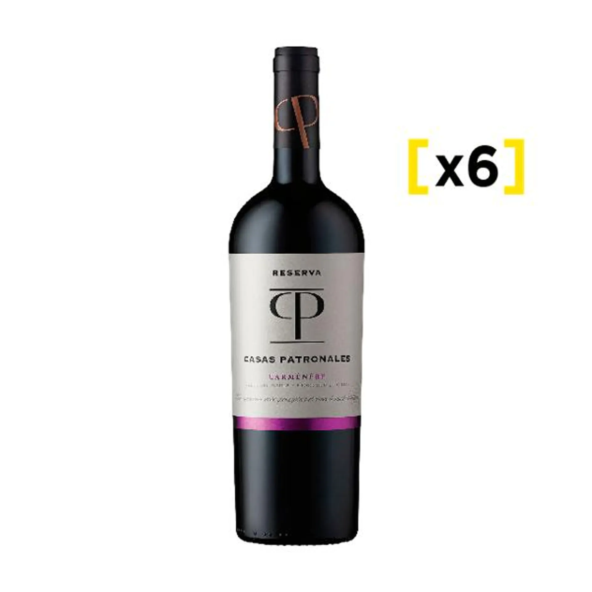 Vino Casas Patronales Reserva Carmenere 750 CC x6