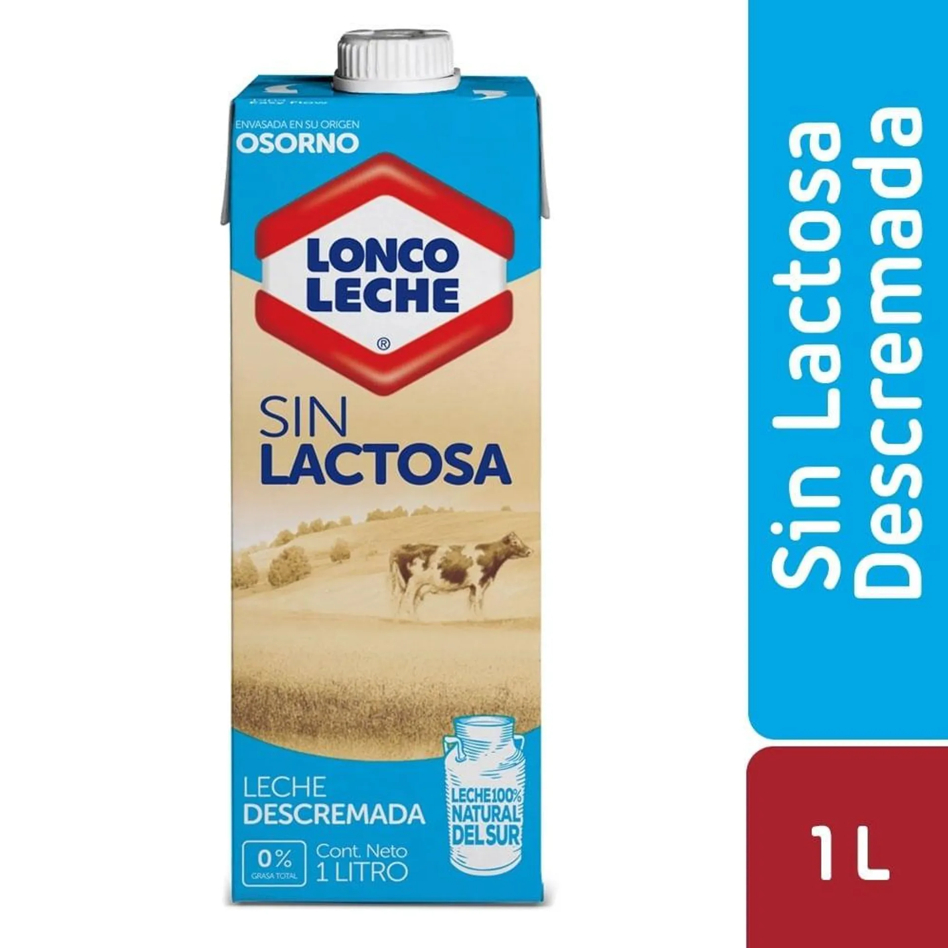 Leche descremada sin lactosa Loncoleche con tapa 1 L