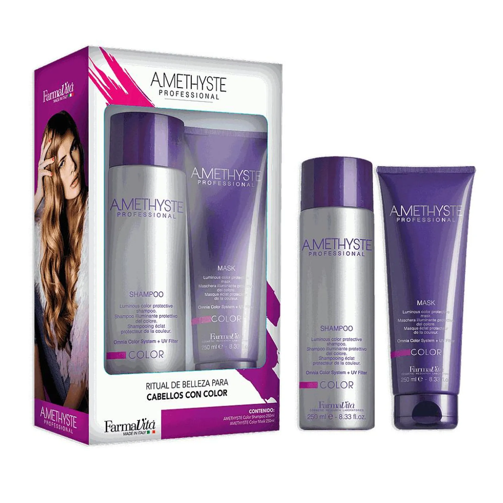 Combo Farmavita Amethyste Color Shampoo 250ml + Mask Color 250ml