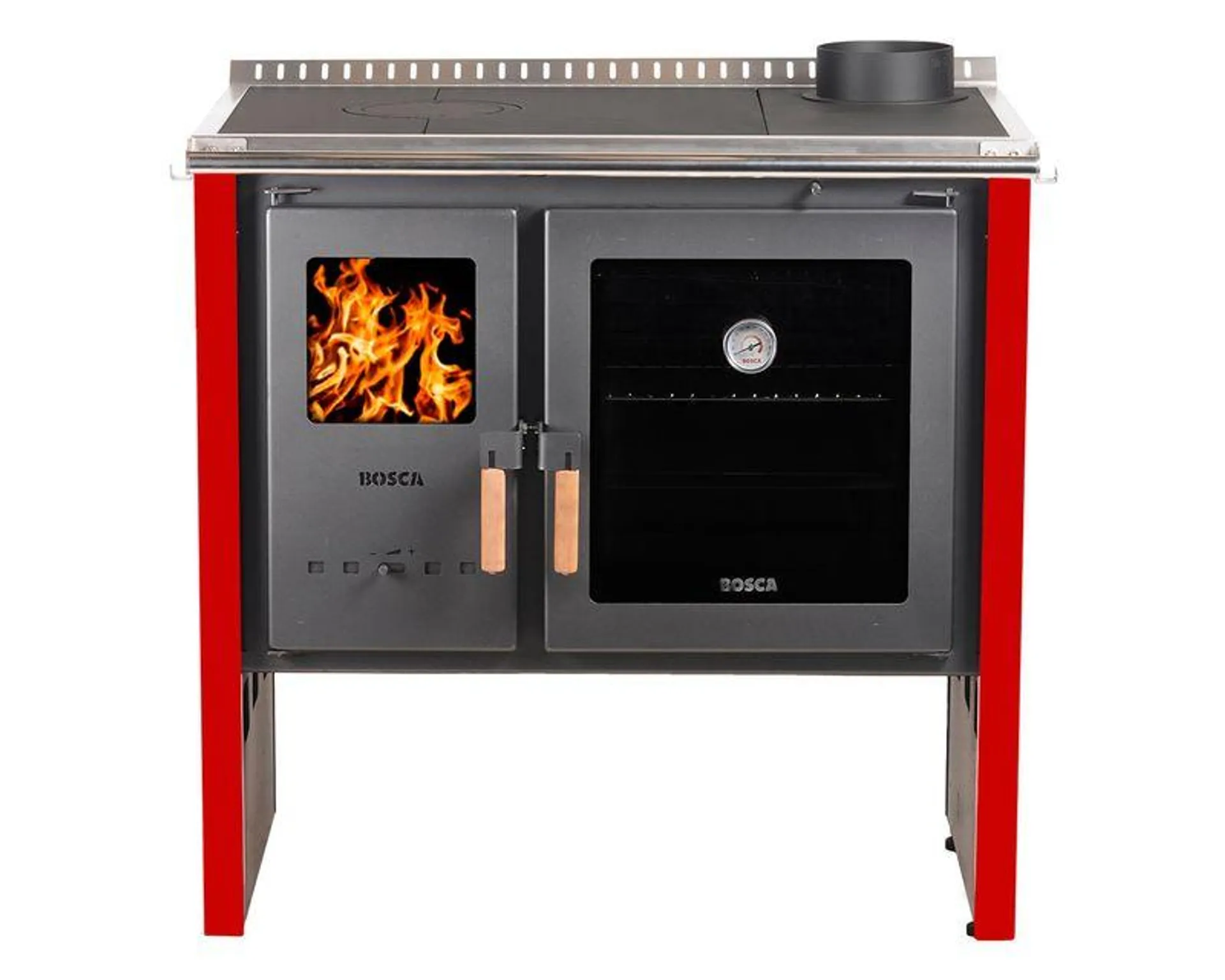 Cocina a leña 9kW Hestia 90 rojo