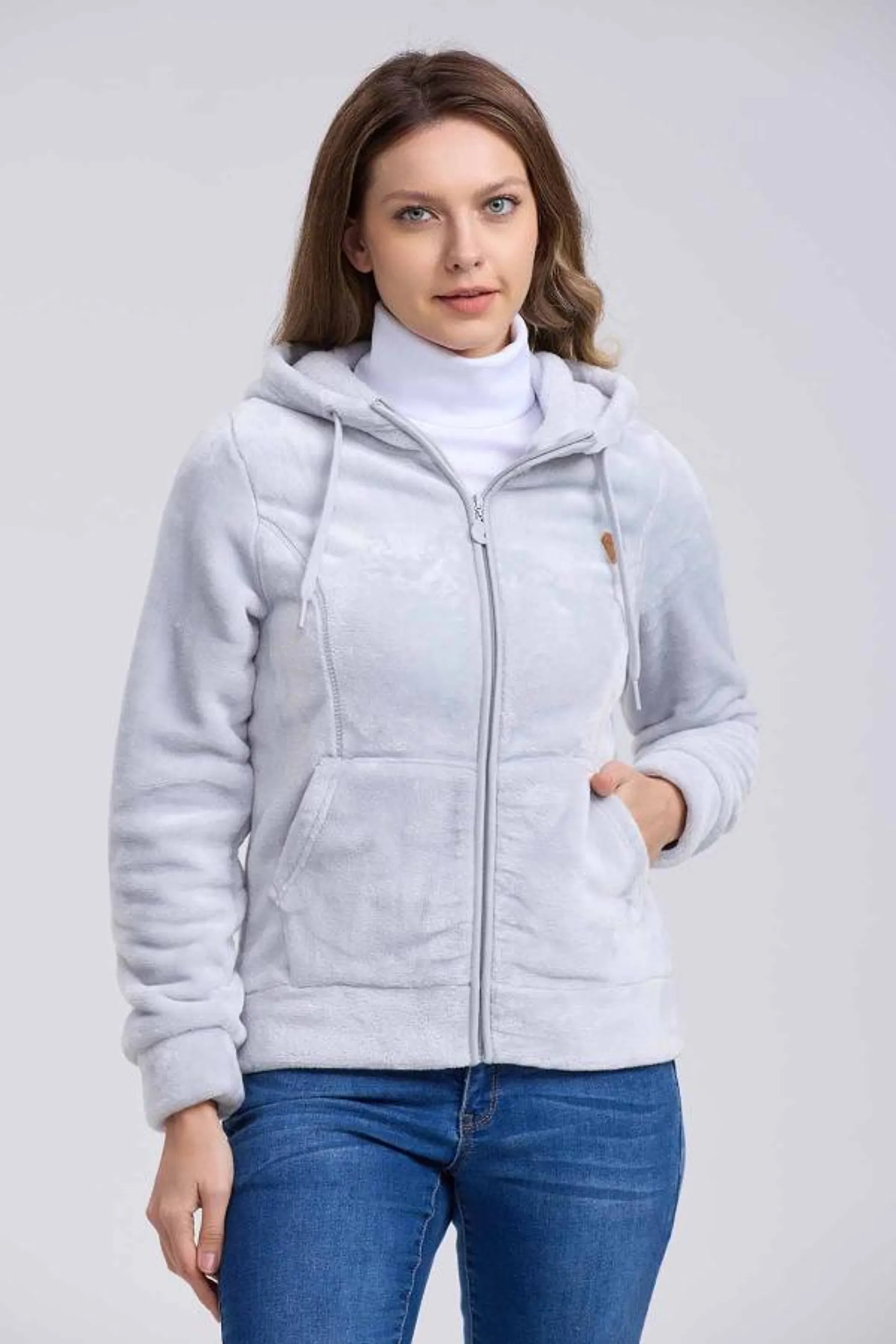 Polar mujer bÁsico full zipper gris perla