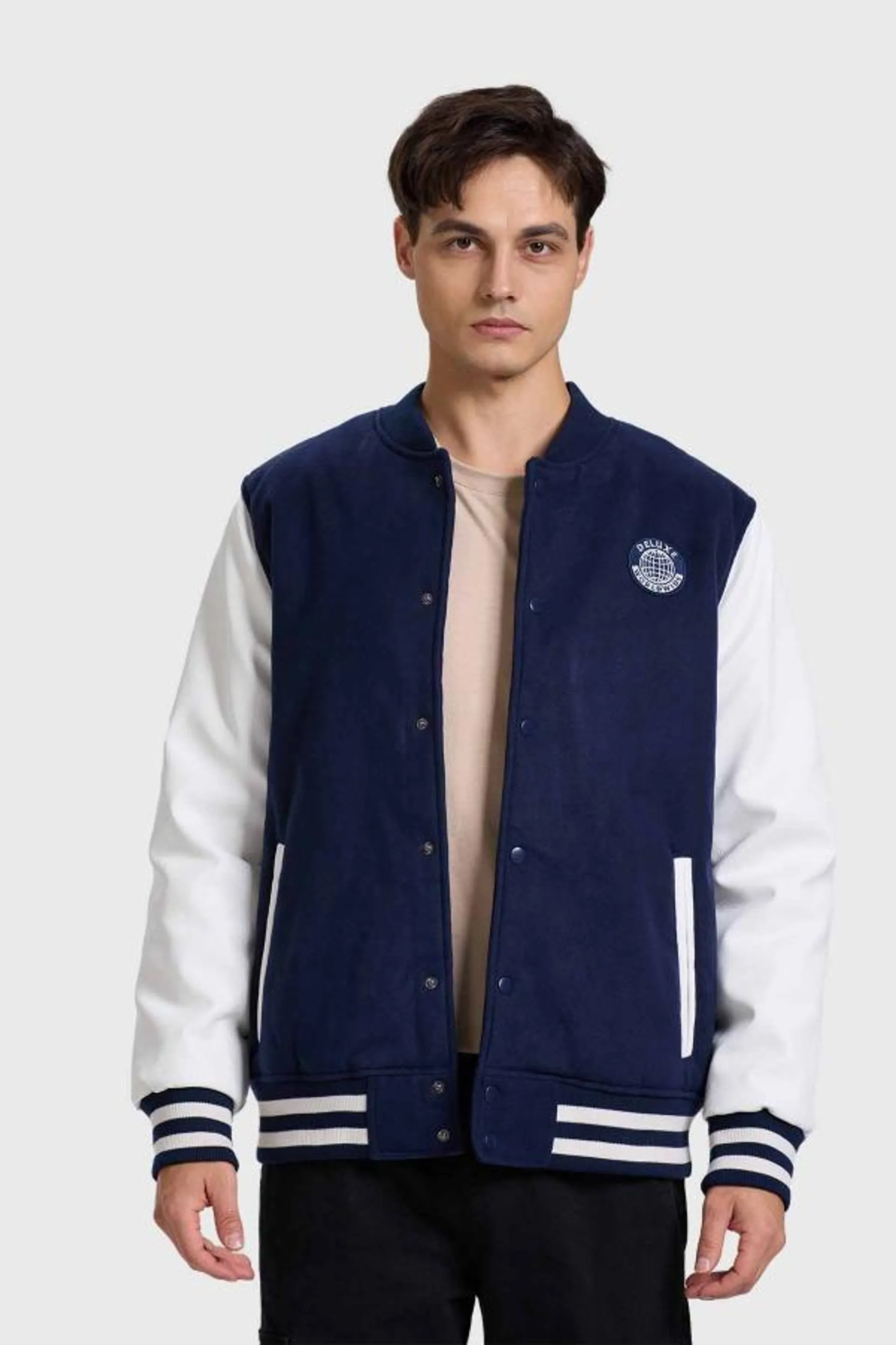 Chaqueta hombre varsity azul