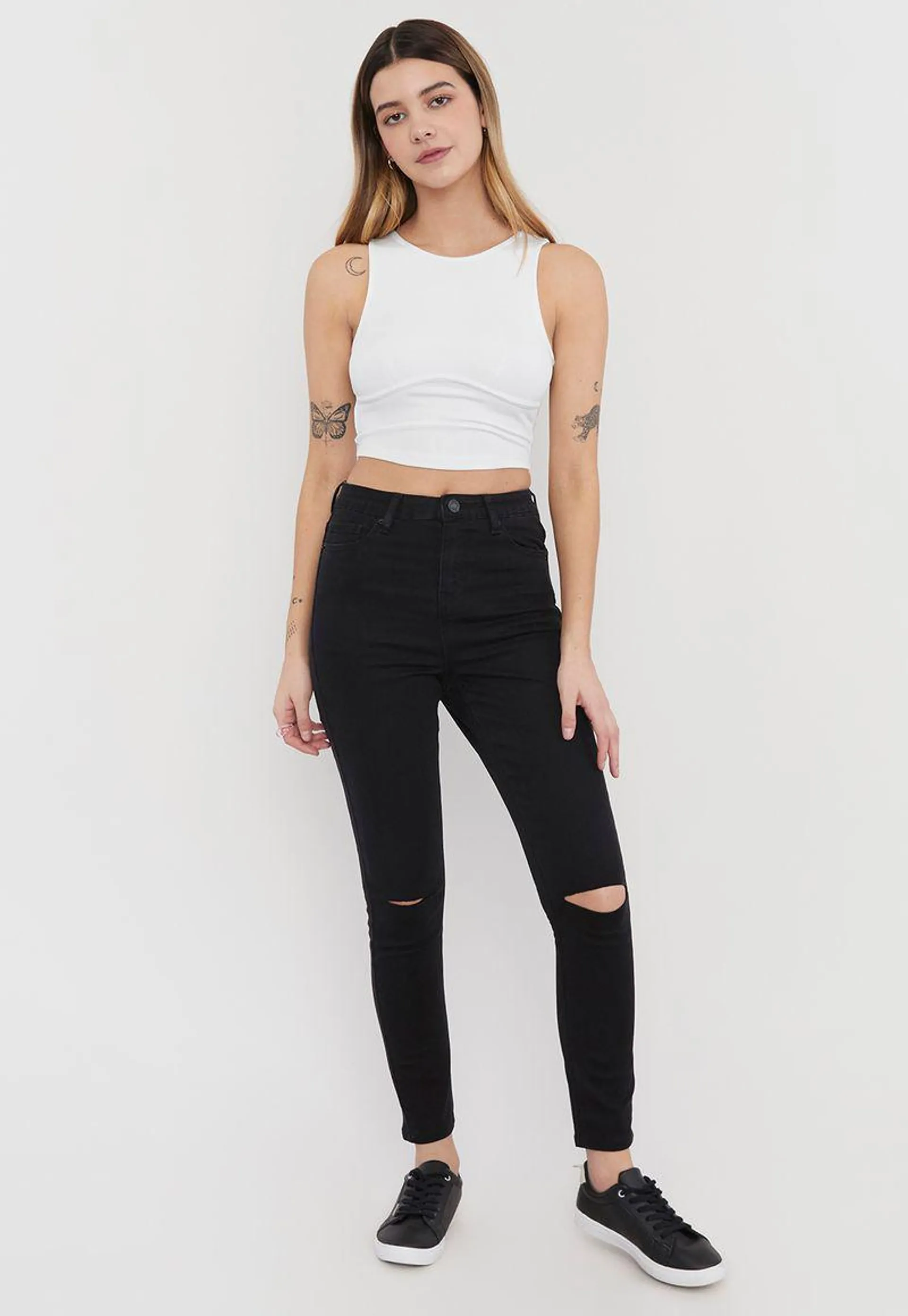 Jeans Mujer Destroyed Skinny Negro