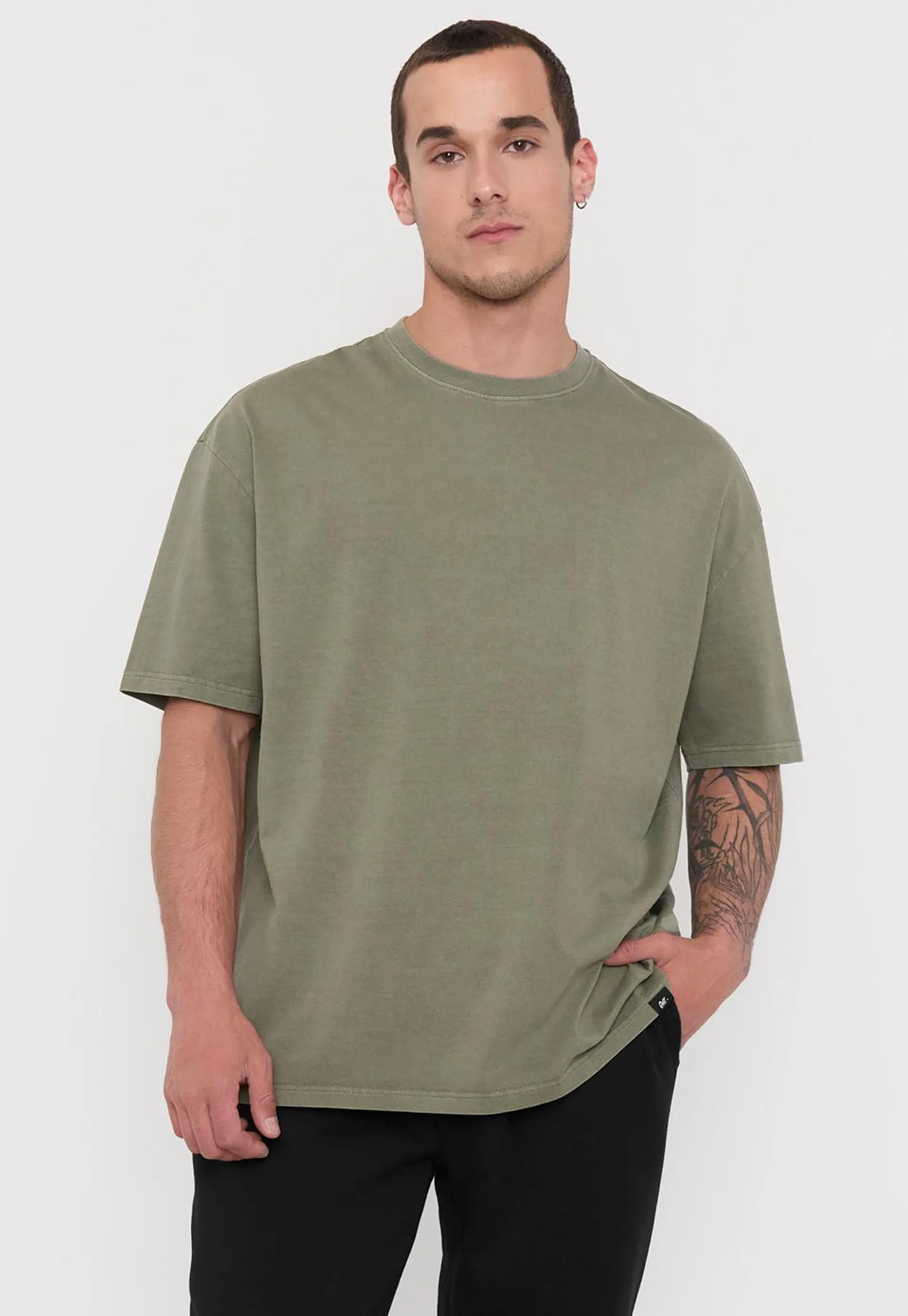 Polera Hombre Oversize Verde Liso