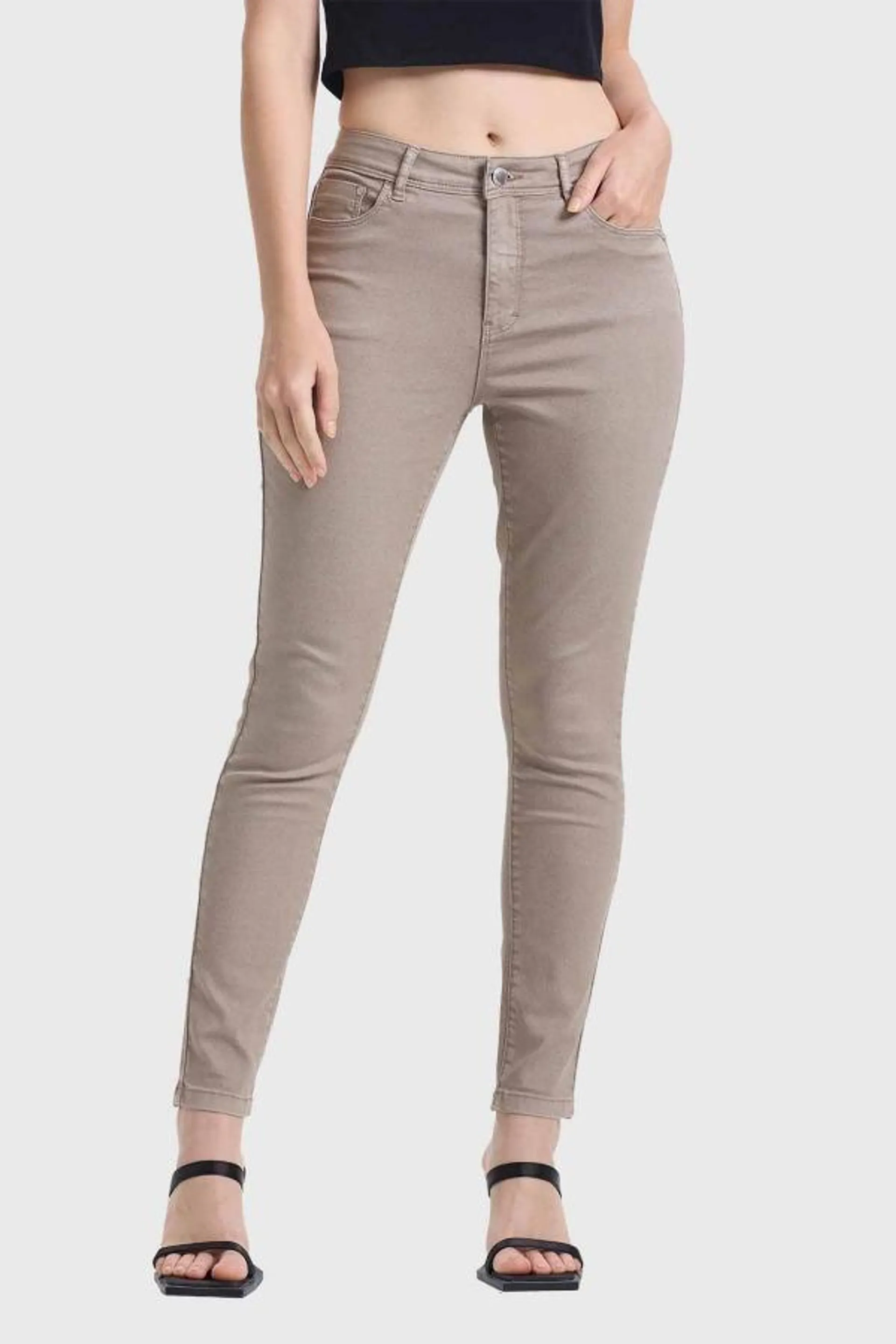 Jeans mujer emilia color cafe claro