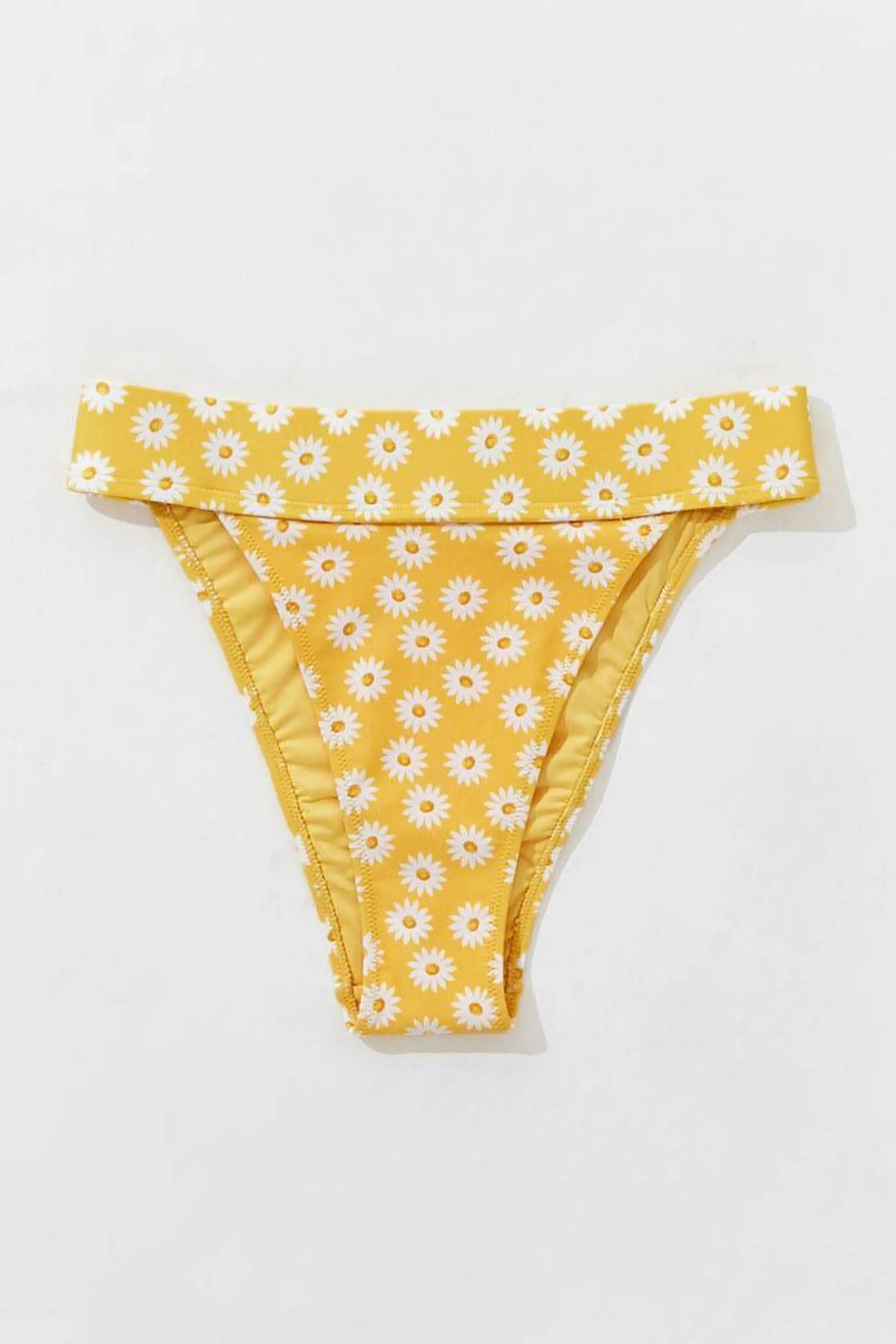 Floral High-Leg Bikini Bottoms Yellow White