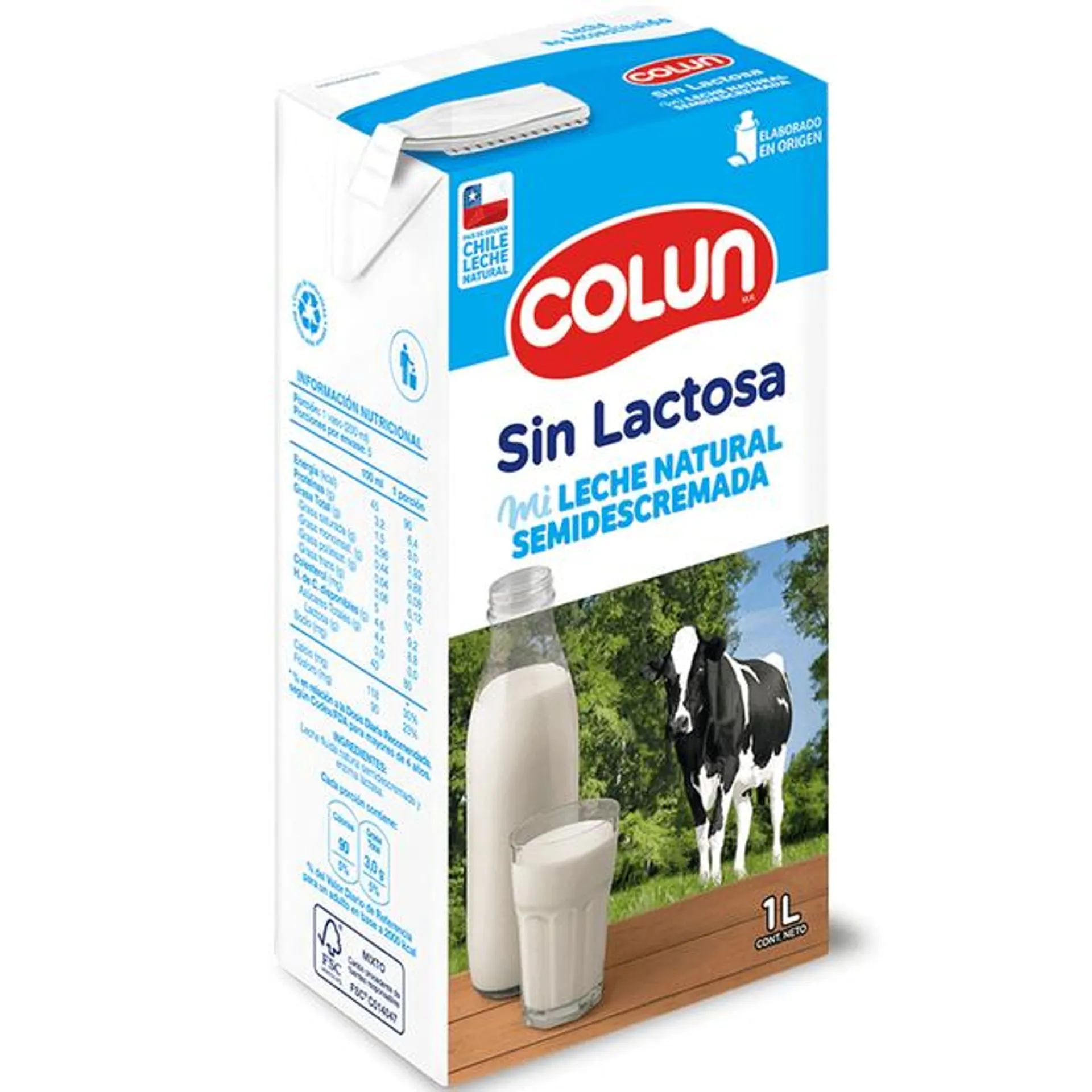 Leche Colun Semidescremada Sin Lactosa 1 L