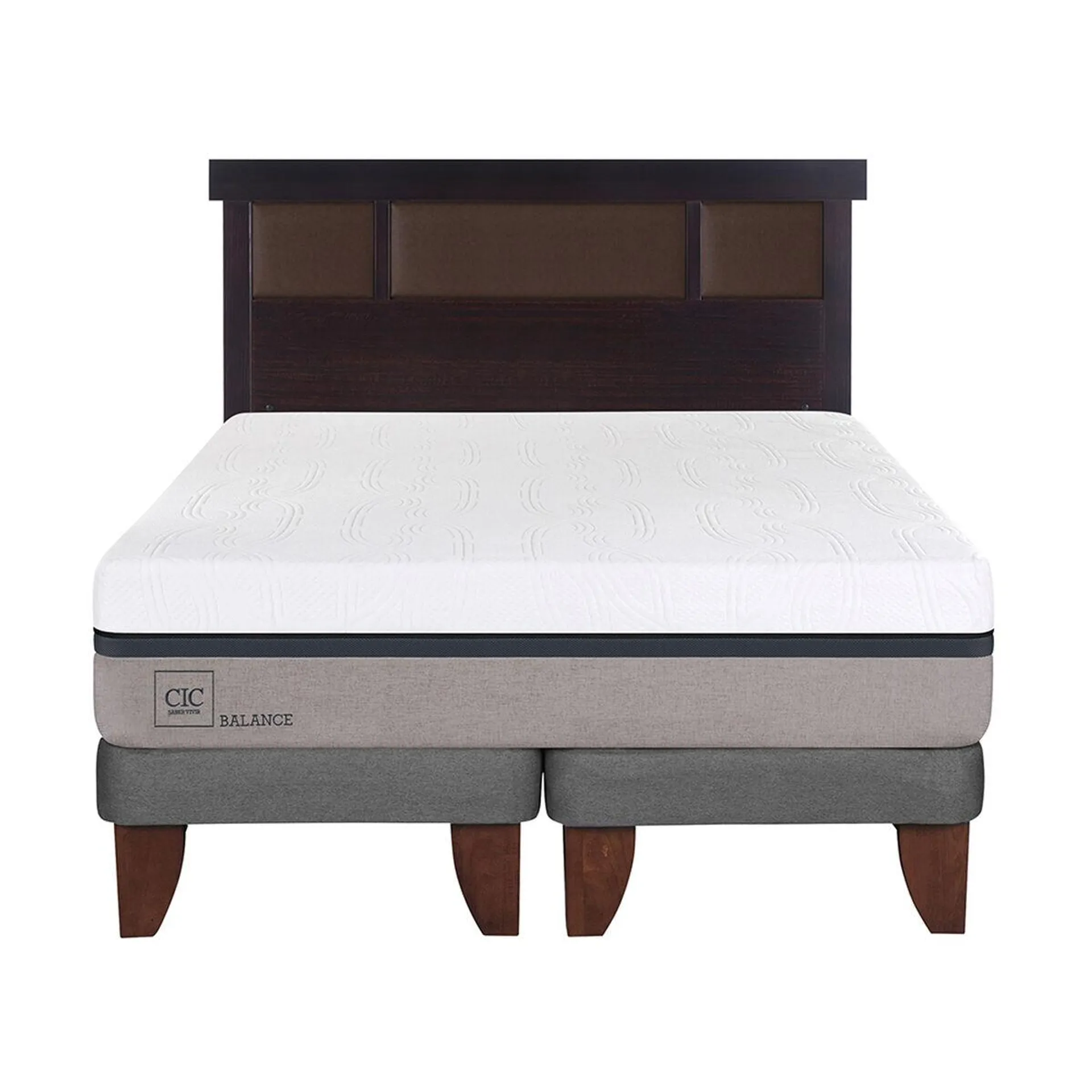 Cama Europea CIC Base Dividida 2 Plazas Balance + Respaldo New Dublin Chocolate