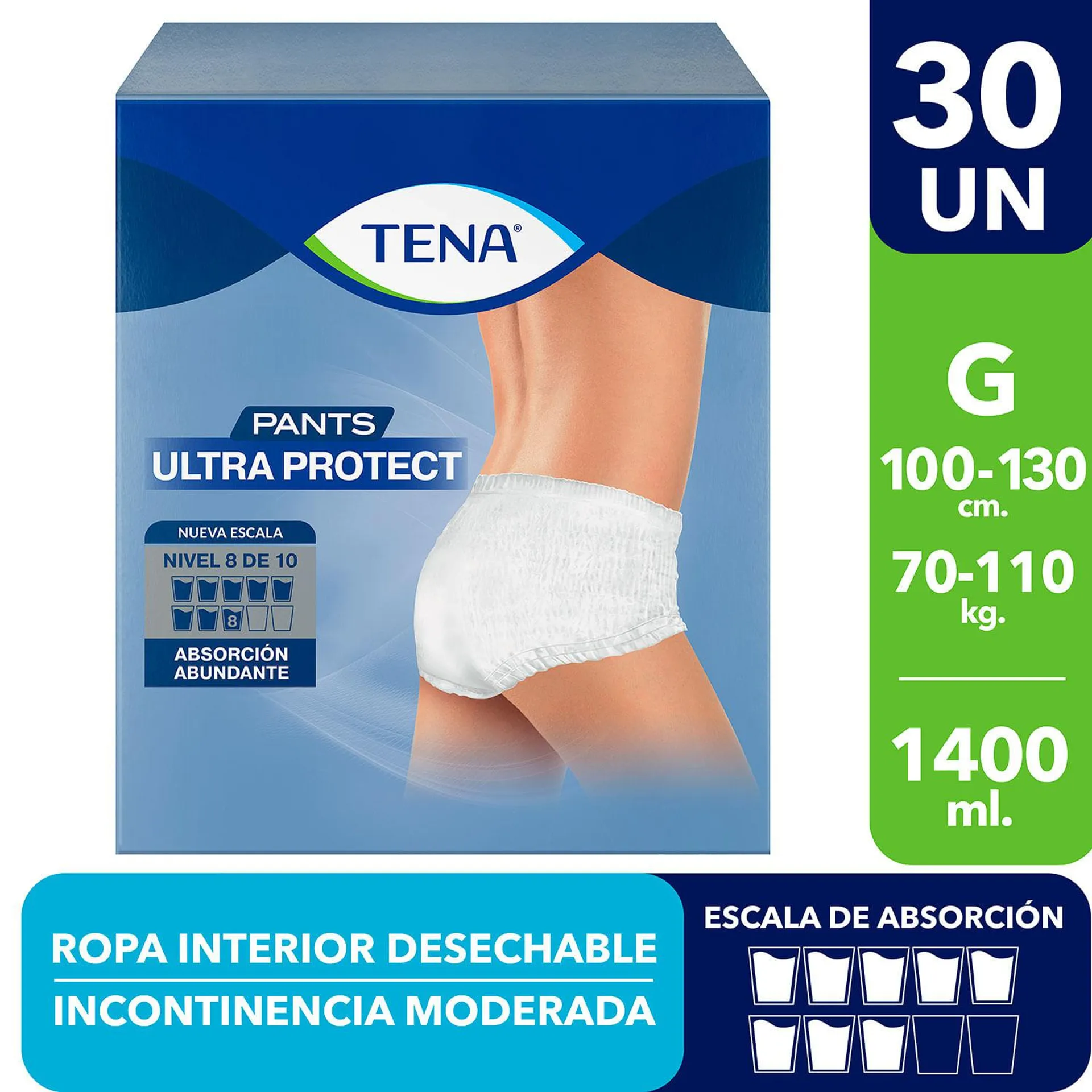 Ropa Interior Desechable Tena Pants G 30 un.