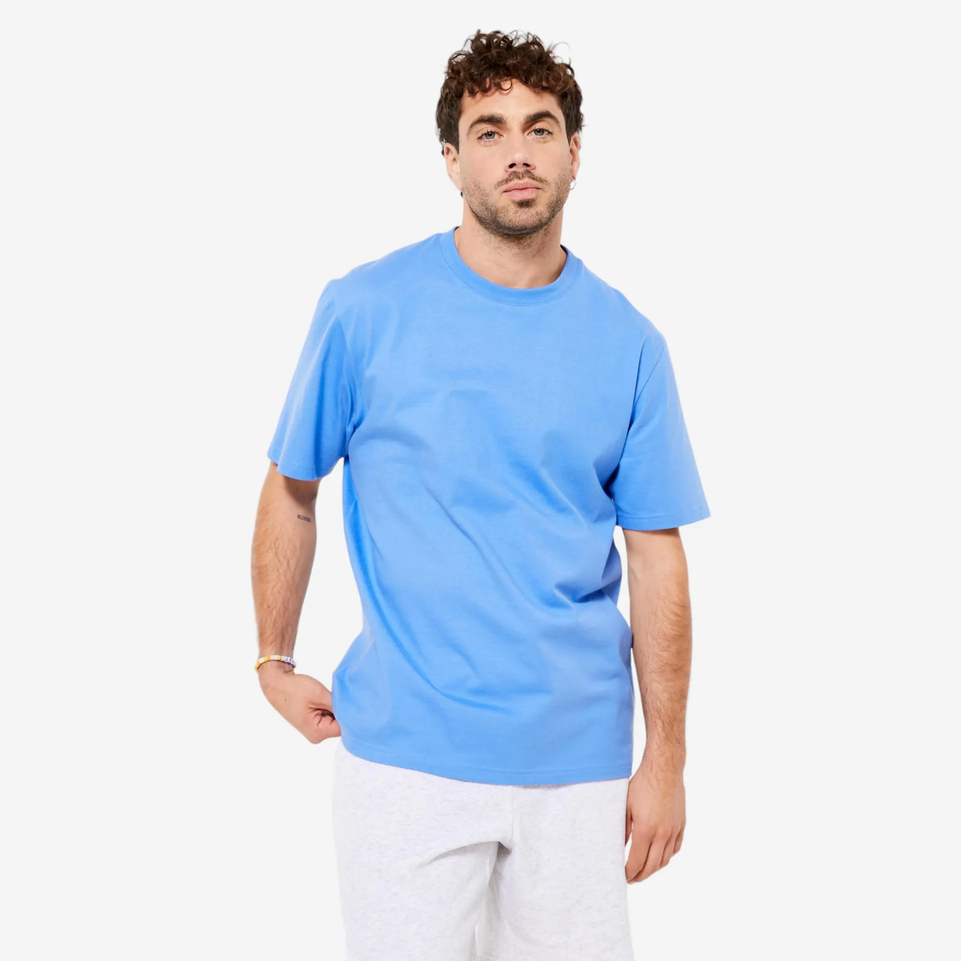 POLERA FITNESS 500 ESSENTIAL HOMBRE AZUL