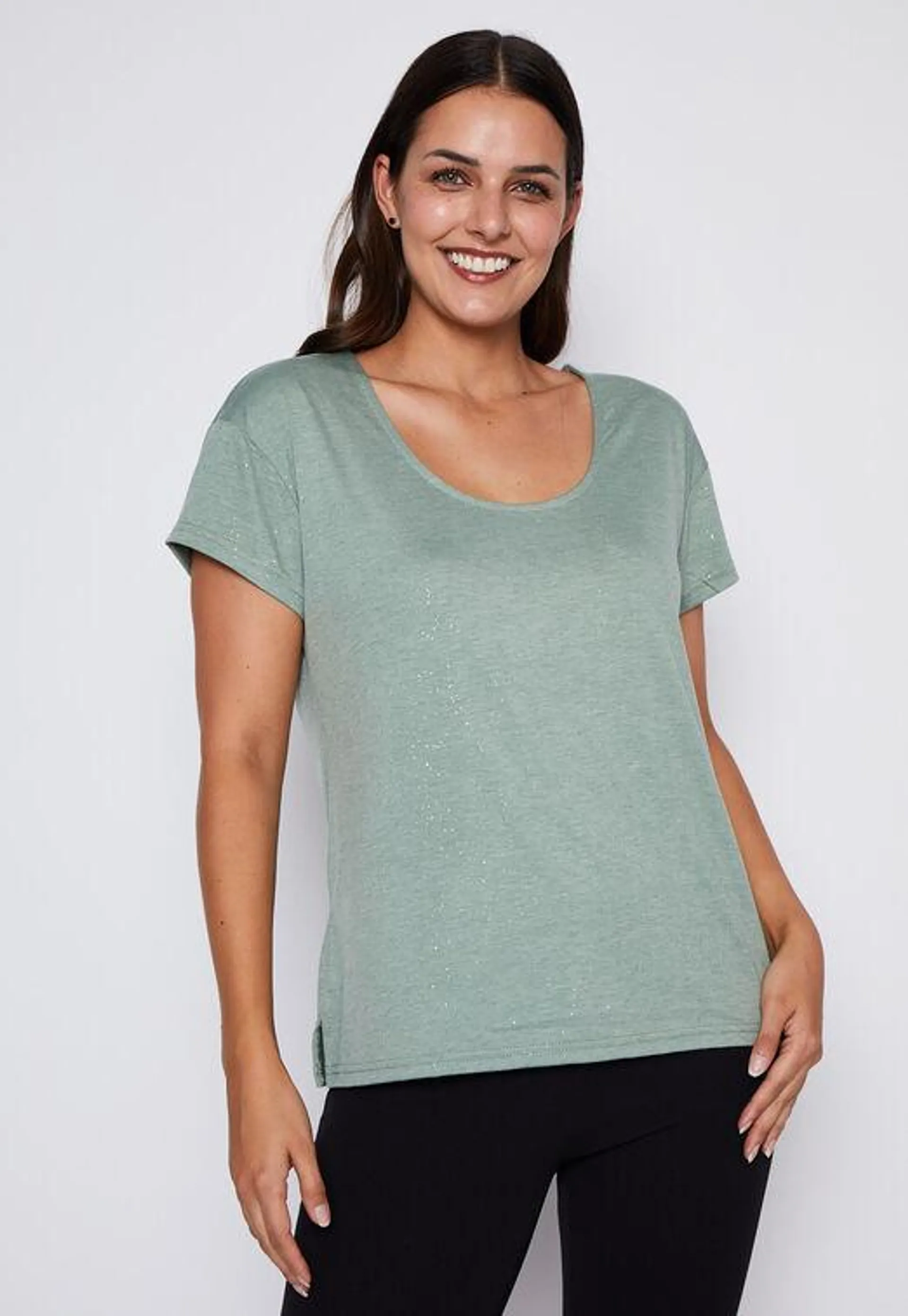 Polera Mujer Verde Brillos Family Shop