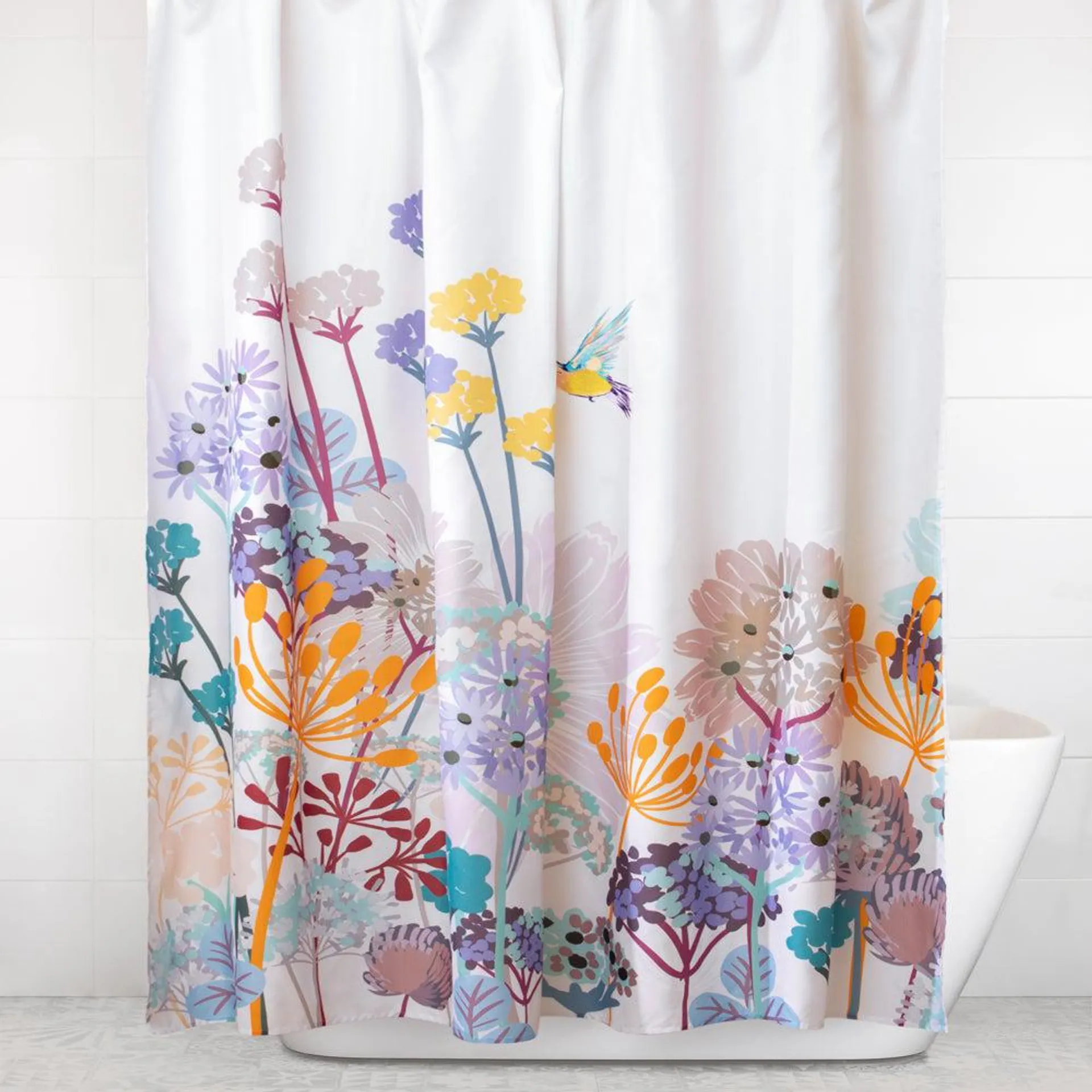 Cortina de baño estampada y bordada 178x180 cm