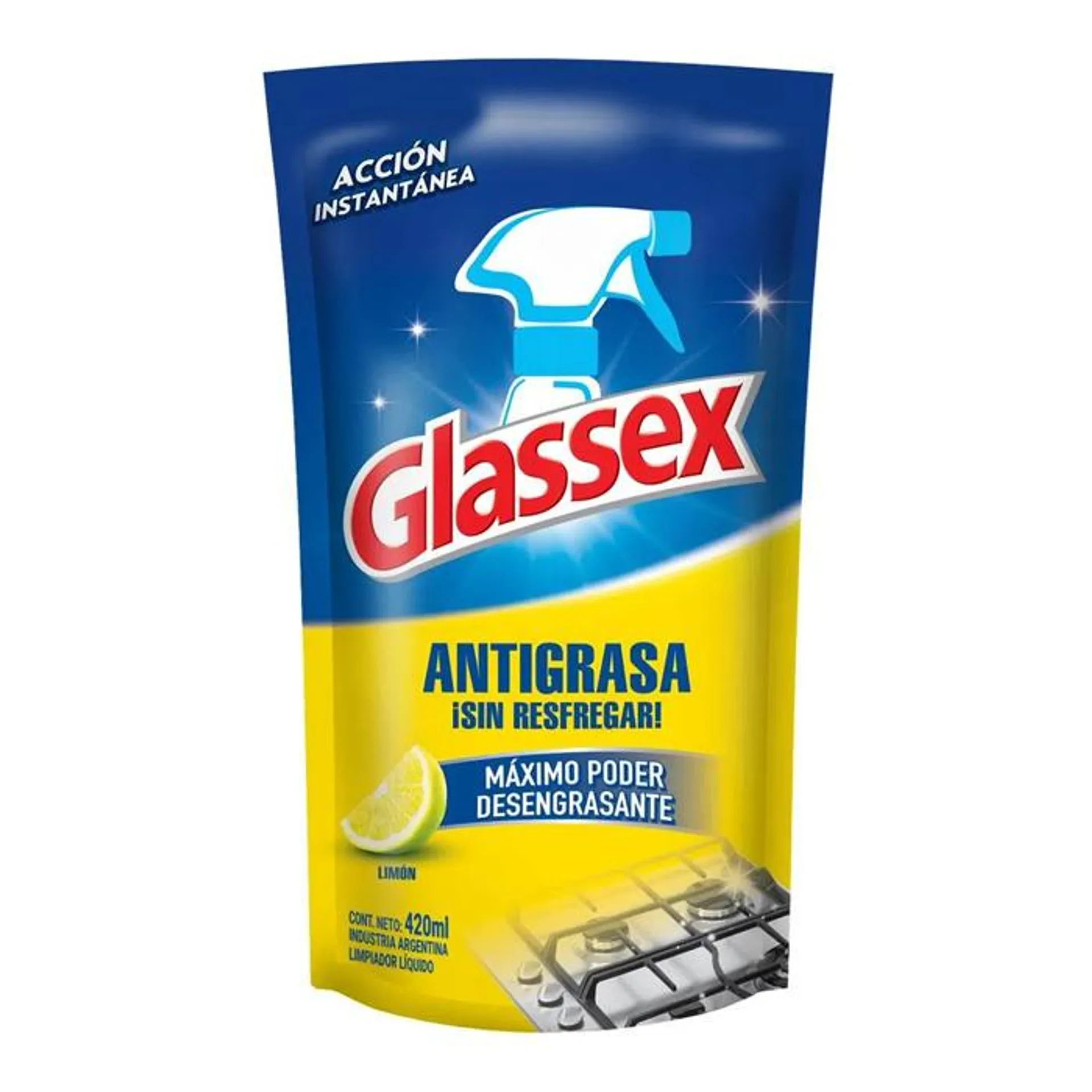 Glassex Antigrasa Limón Dp 420 ml