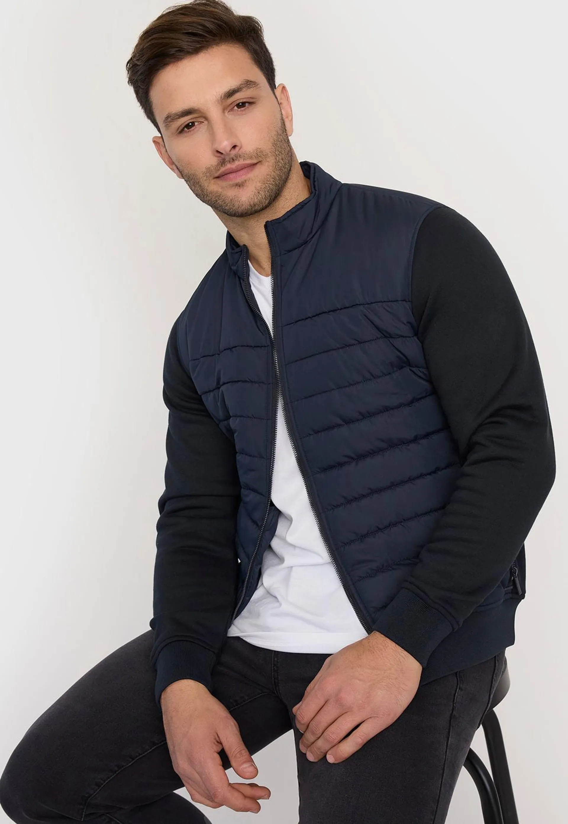 Chaqueta Hombre Mangas Tela Navy