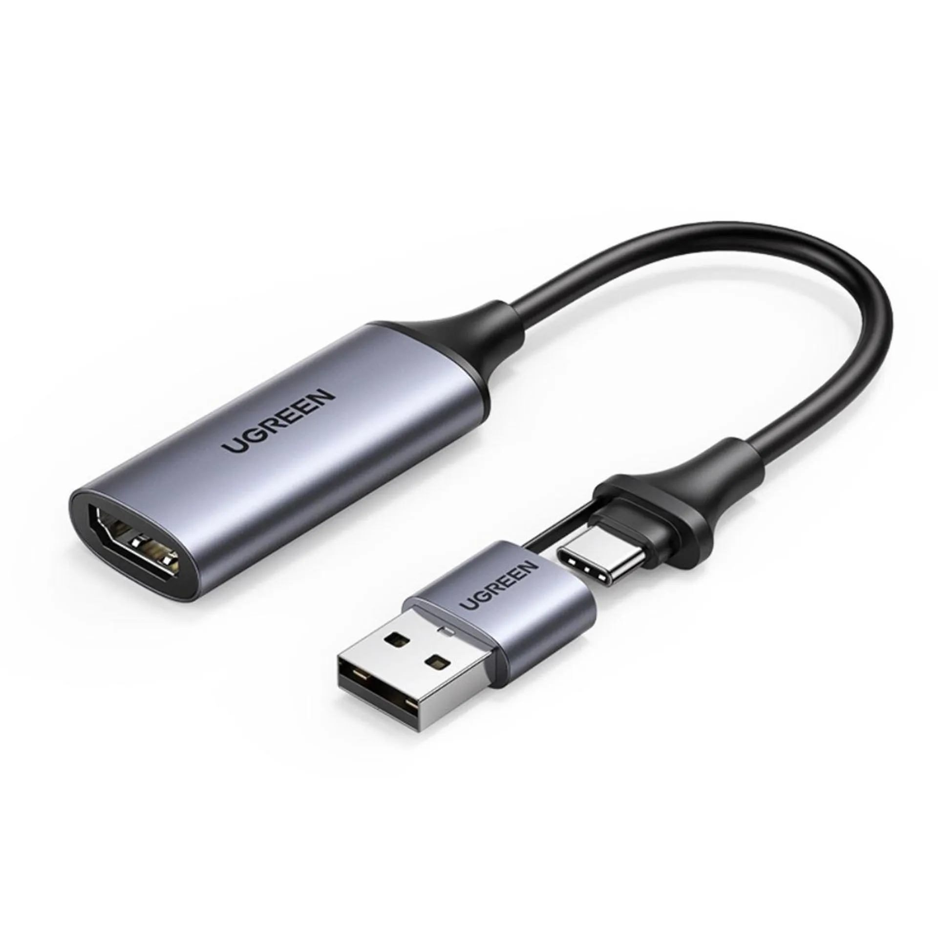 UGREEN CAPTURADORA DE VIDEO HDMI 4K/60HZ / USB-C + ADAPTADOR USB-A 1080P/30HZ CM489