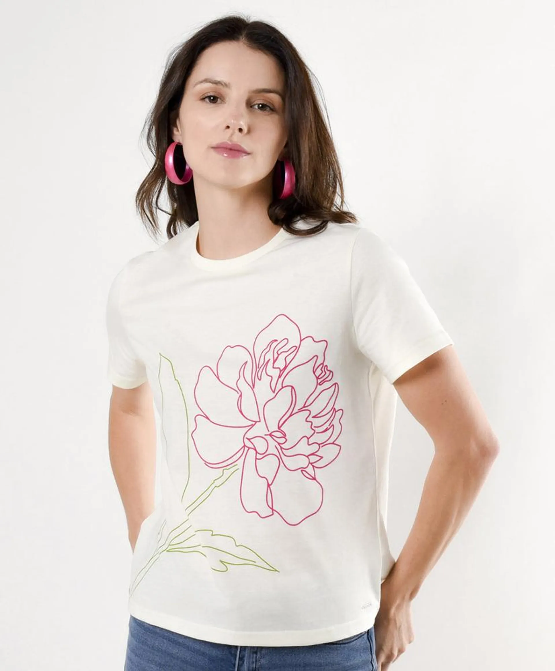 Polera mujer flor peonia