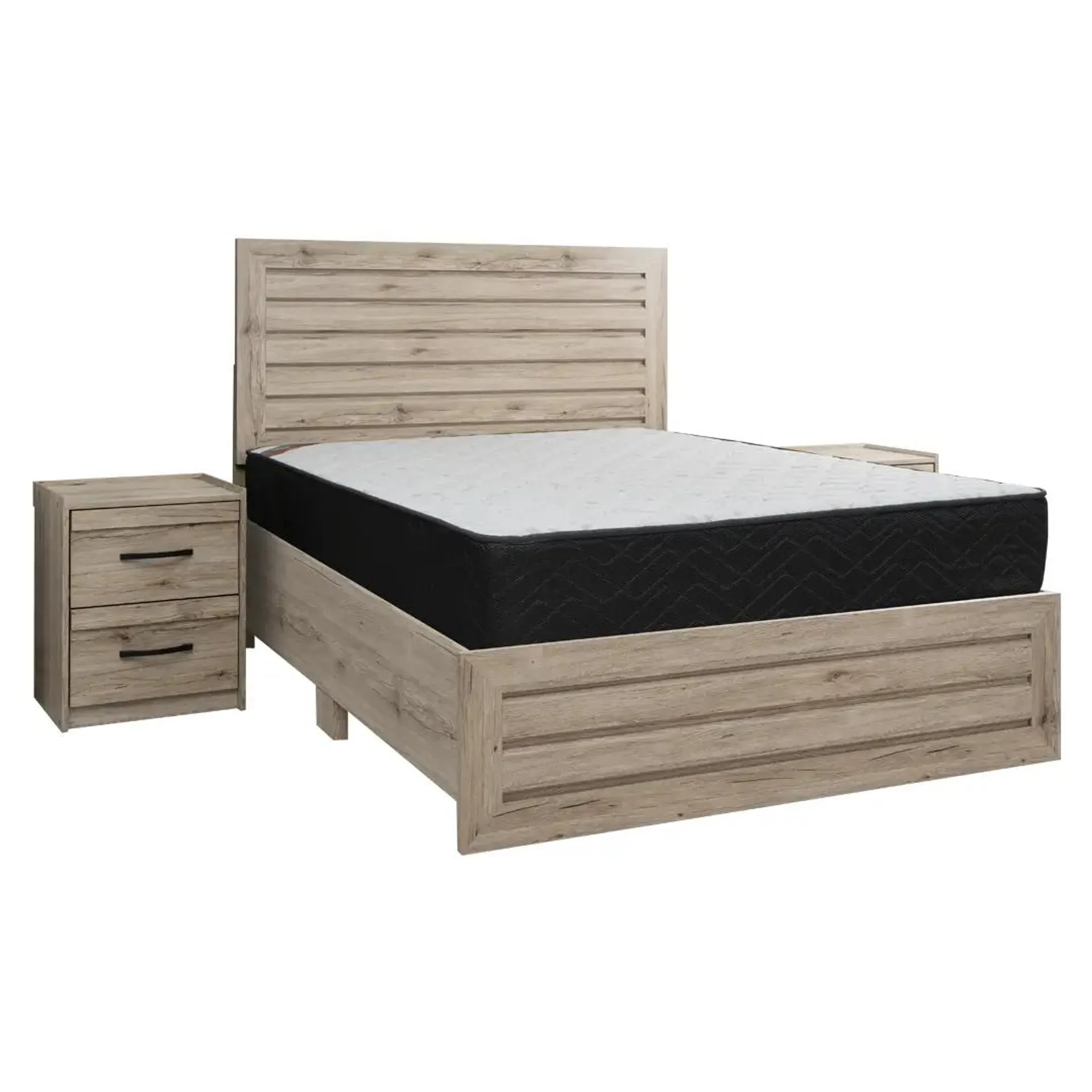 Cama Celine 2 plazas + Veladores + Colchon Active