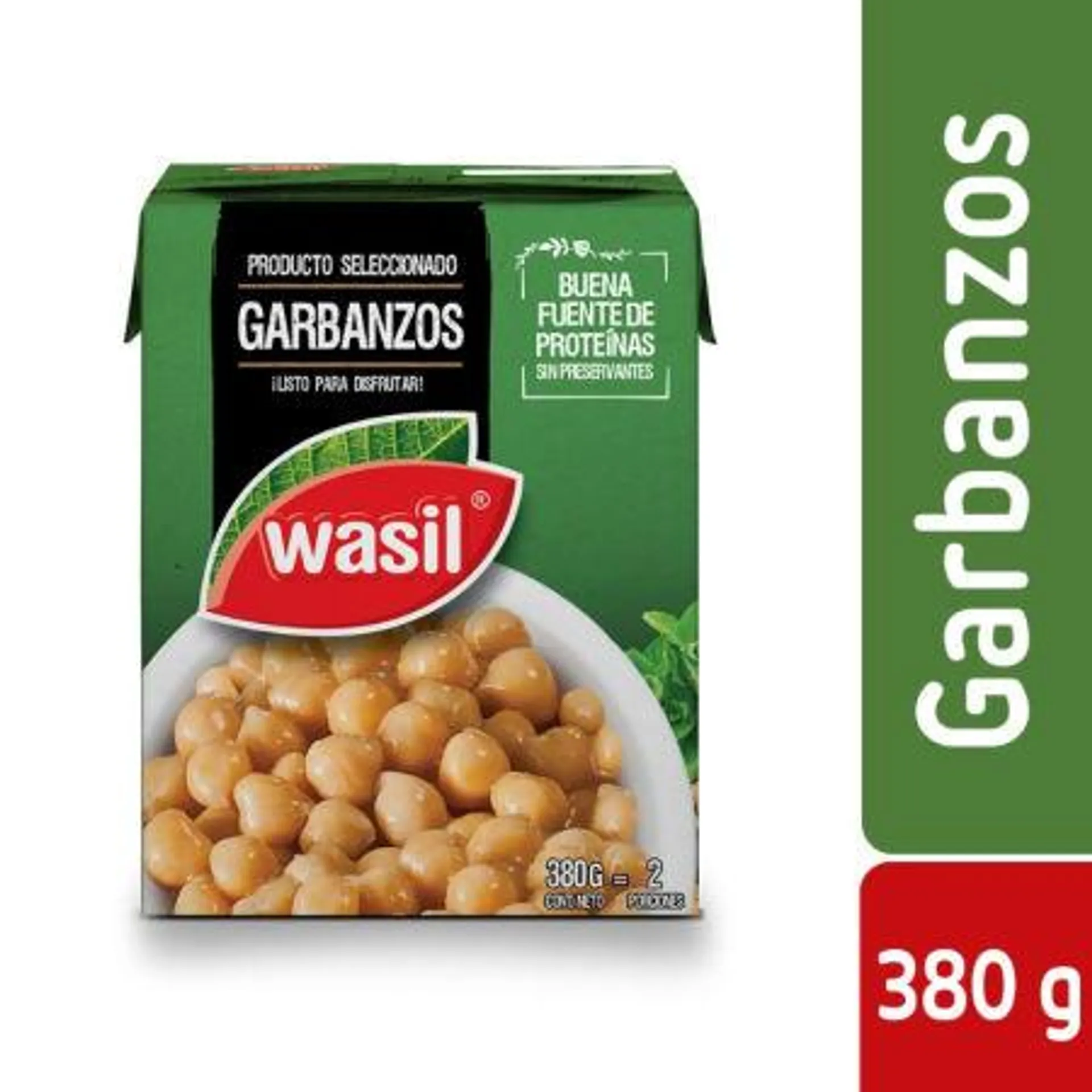 Wasil - Garbanzos Listos Para Servir Caja, Drenado 230 g - Neto 380 g