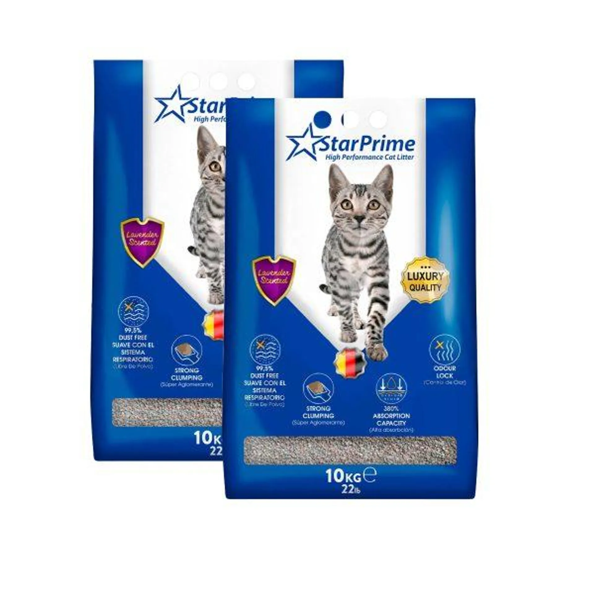 2 sacos Arenas Sanitarias Star Prime 10 Kgs