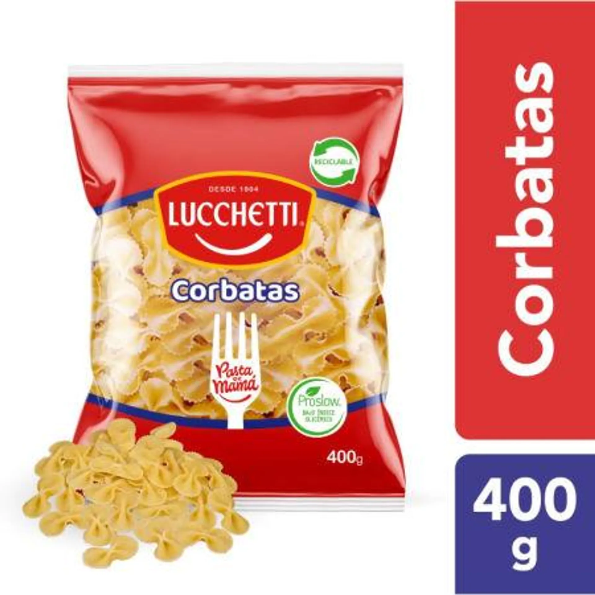 Lucchetti - Fideos Corbatas Bolsa, 400 g