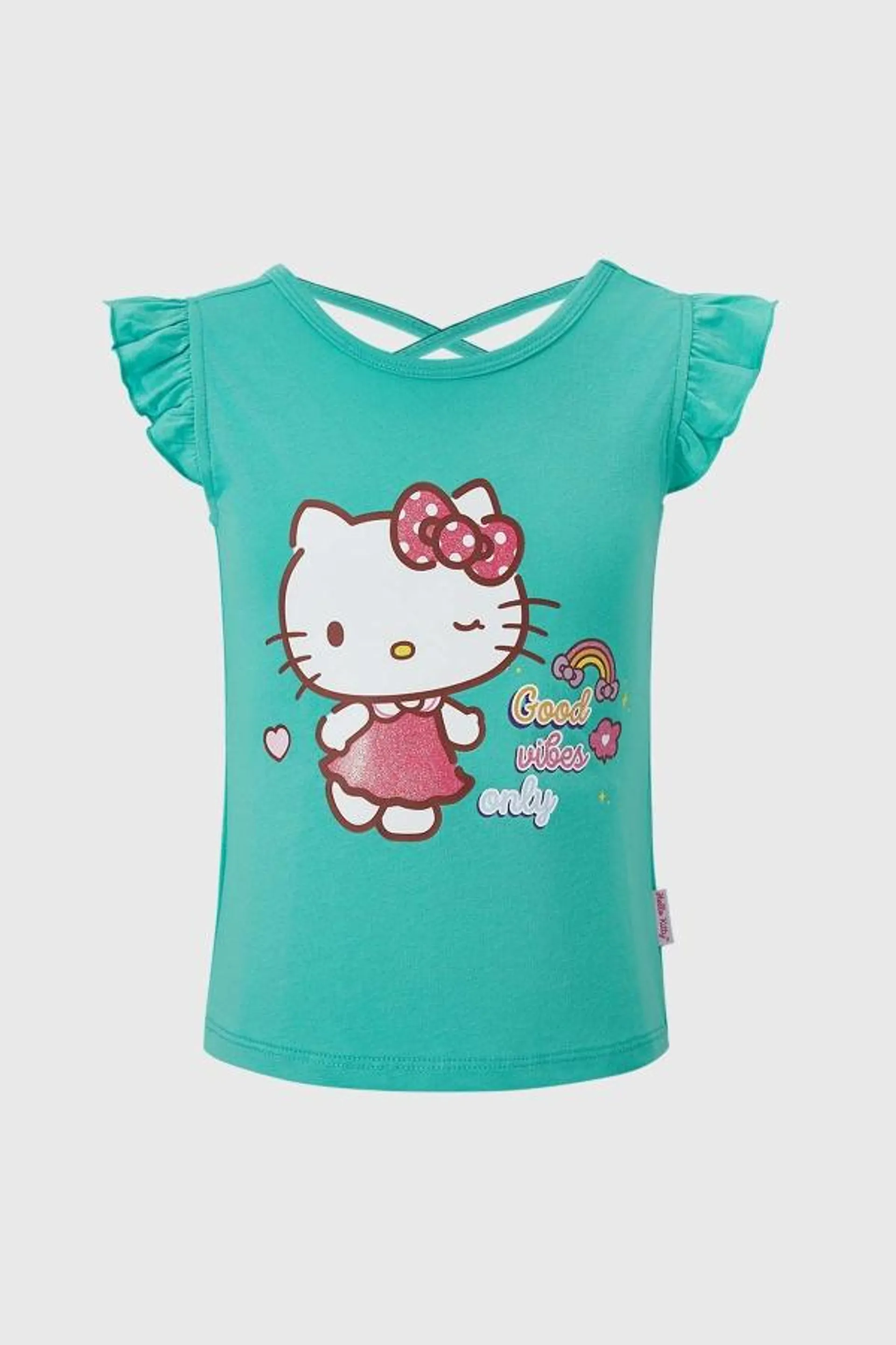 Polera niÑa hello kitty turquesa