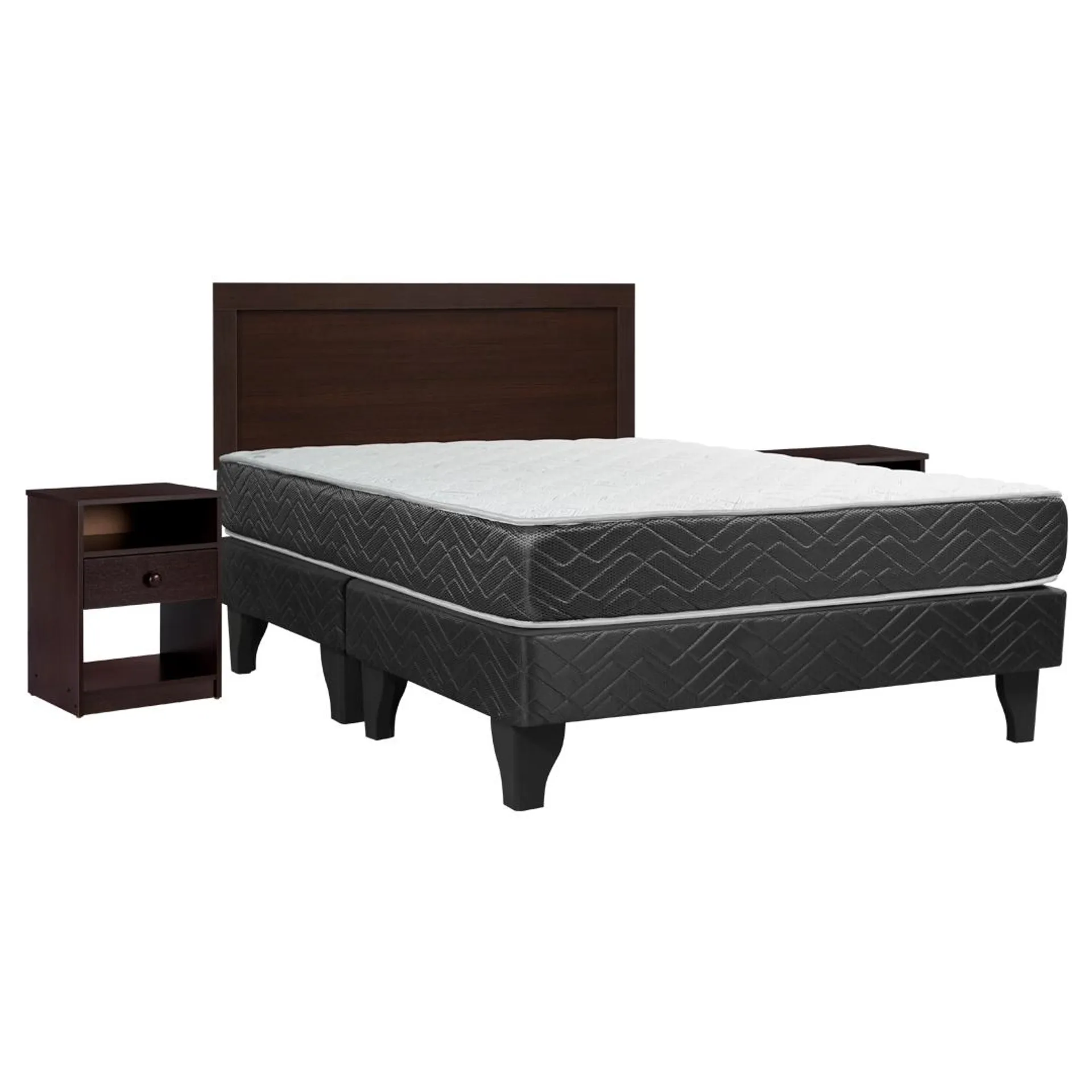 Cama Europea New Mega 2 Plazas Base Dividida + Set Pamplona