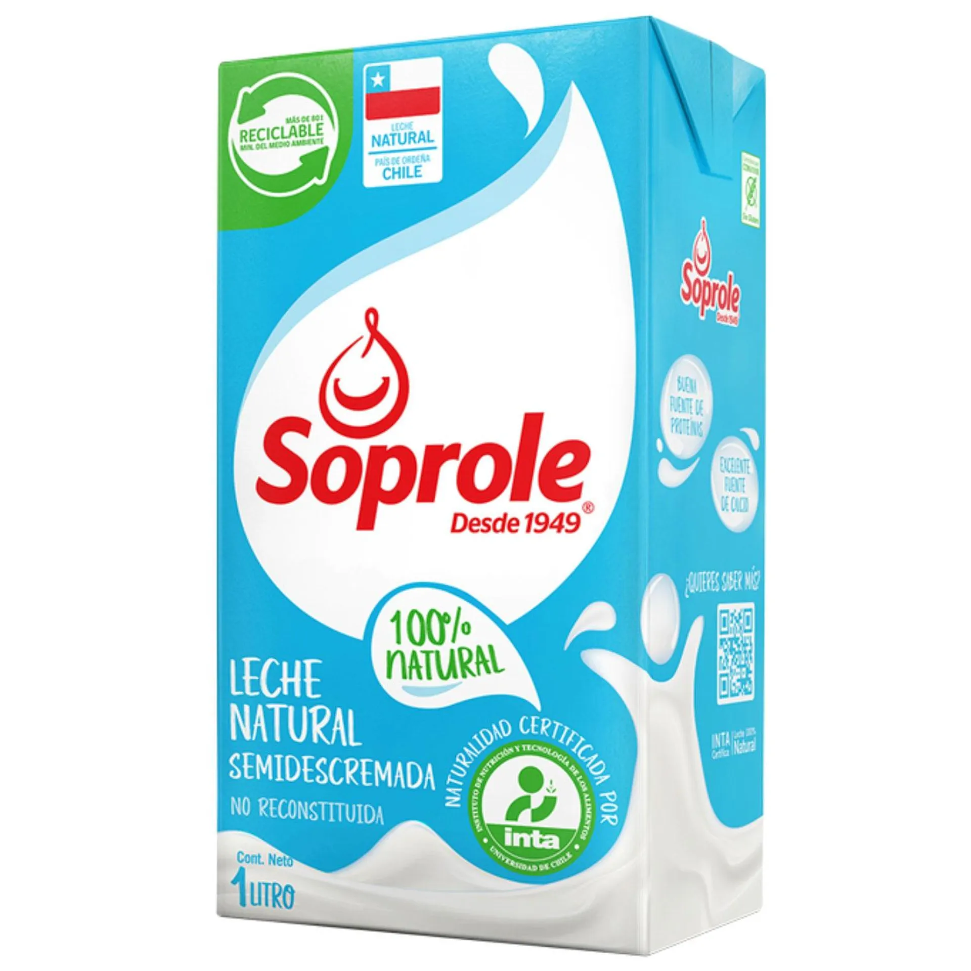 Leche Soprole Semidescremada Natural 1 L