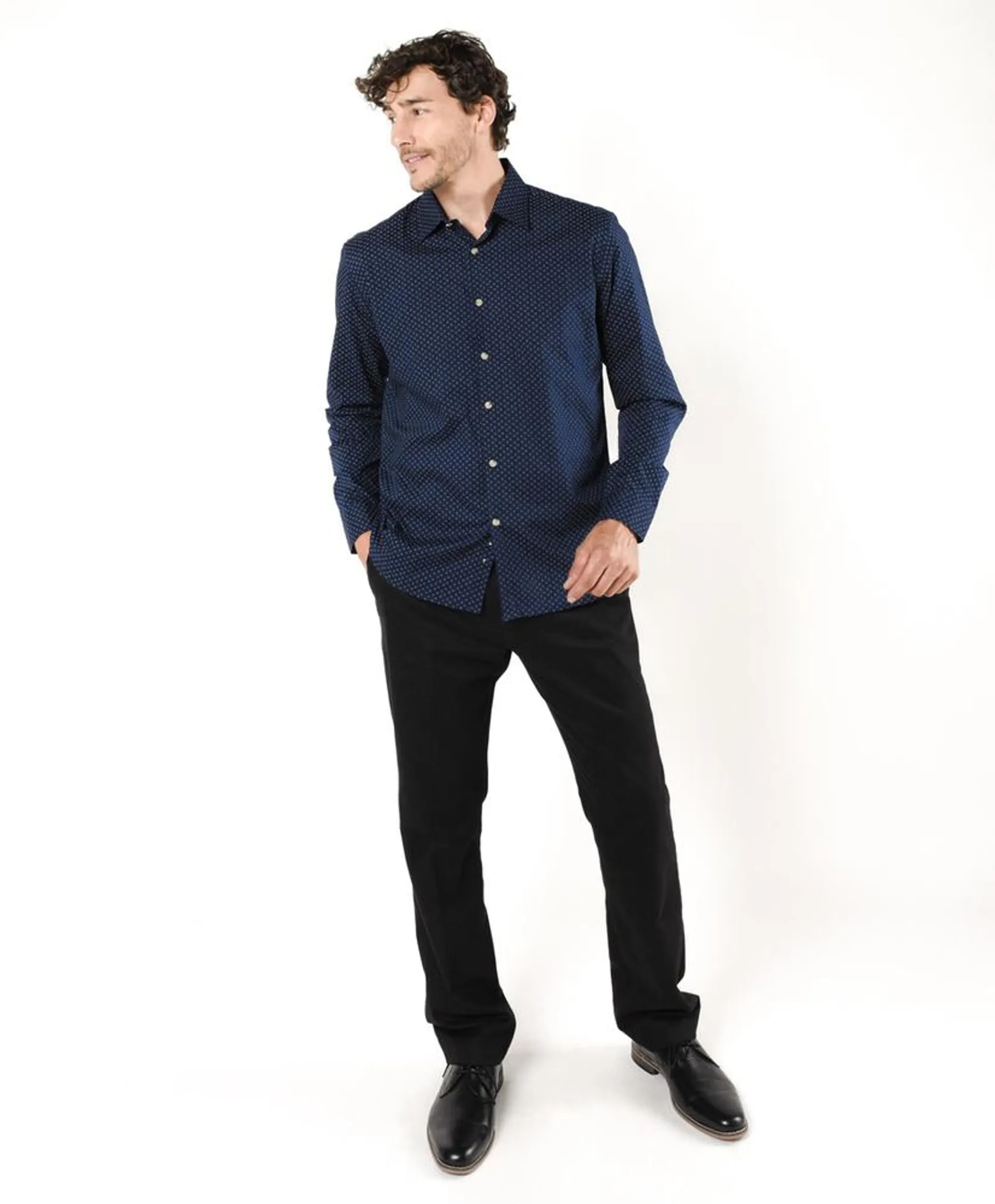 Camisa hombre puntos azul