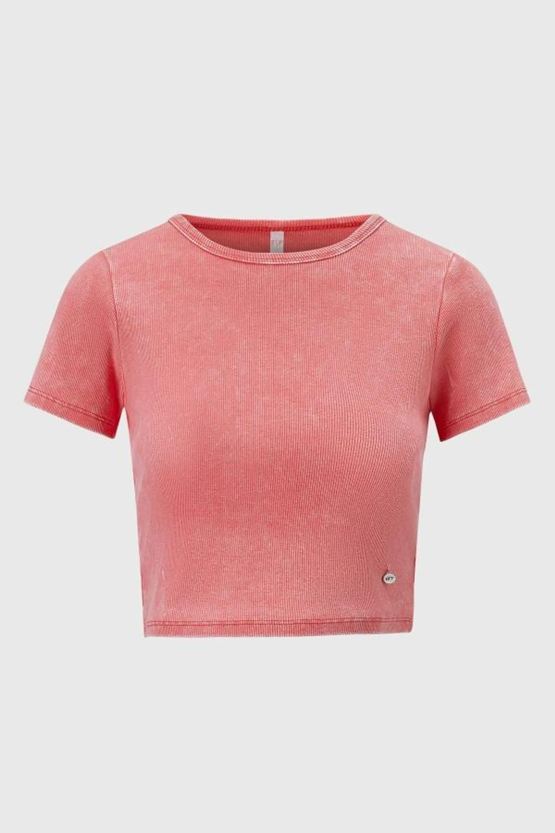 Polera niÑa acid wash rib crop lila