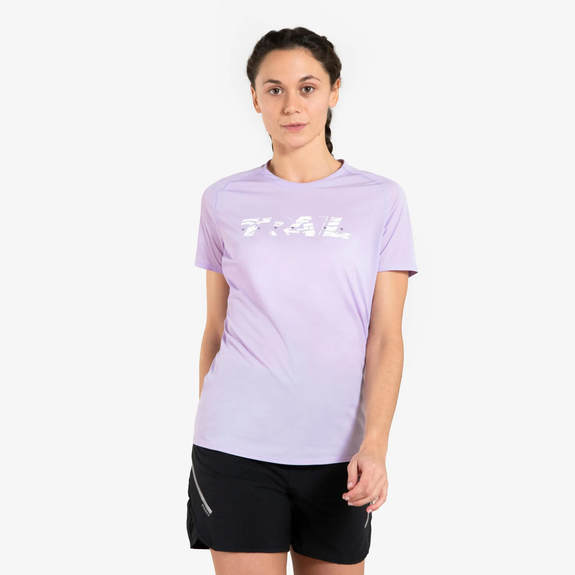 POLERA TRAIL RUNNING MANGA CORTA DISEÑO MUJER LILA