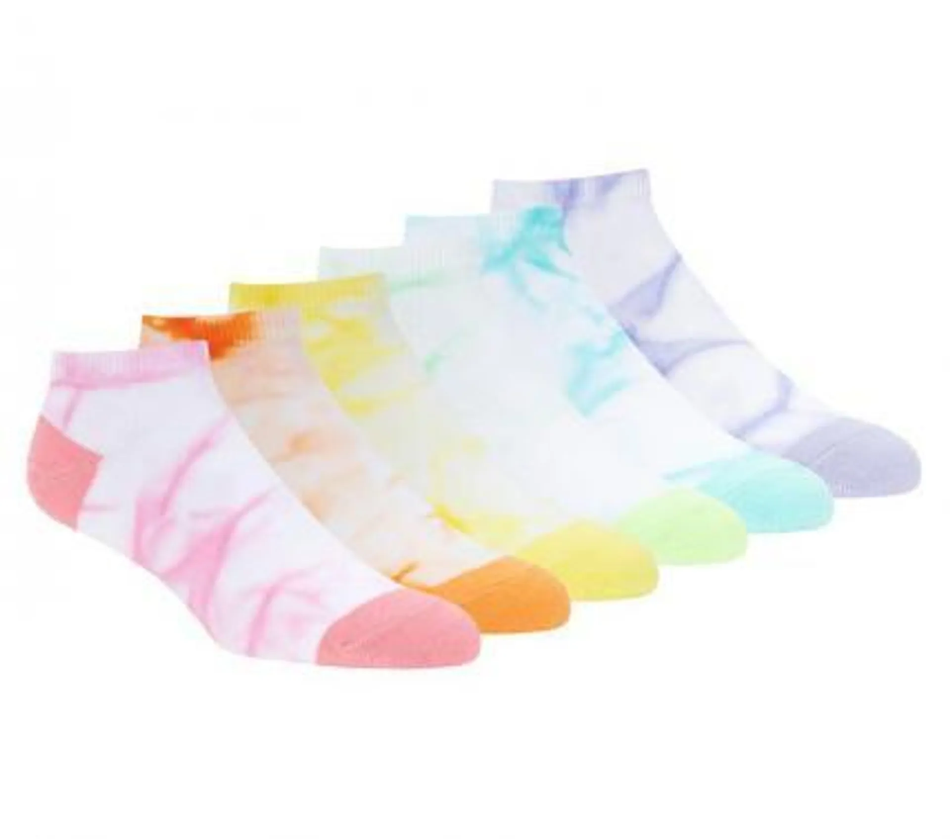 6 Pack Girls Socks - Tiedye Pastel