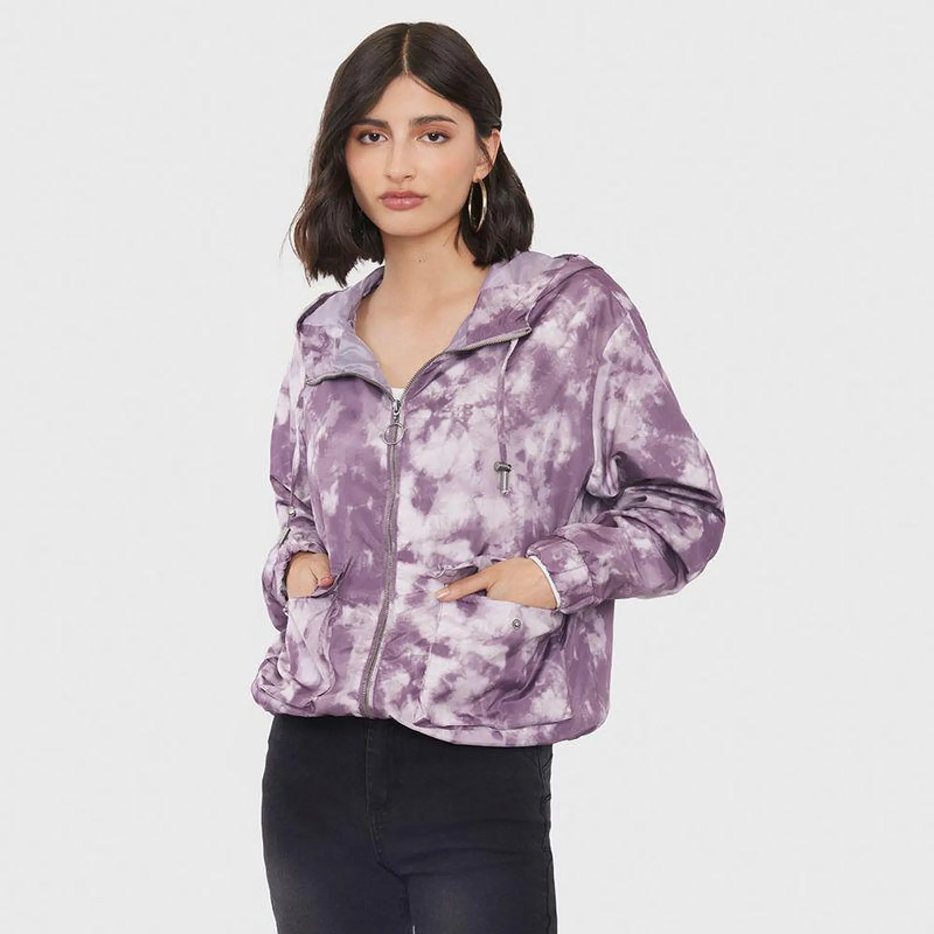 Cortaviento Mujer Full Zipper Lila Tie Dye