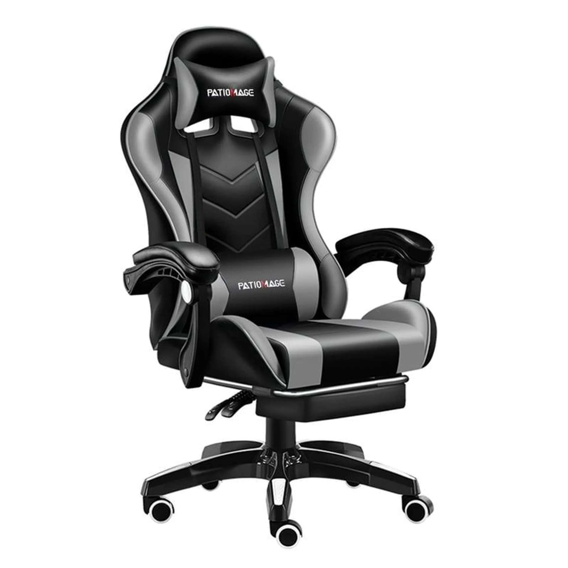 Silla Gamer Profesional GX2000 con Reposapiés-Gris Vidita